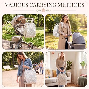 Diaper Bag Backpack Mom Cute Diaper Bag, Light White, Floral