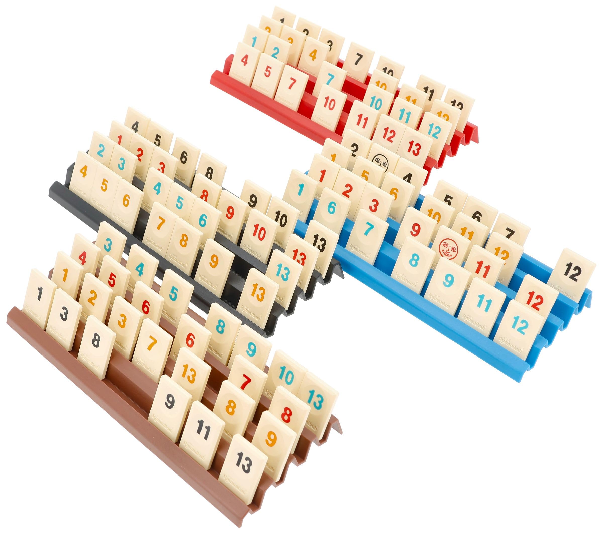 Feldherr Soporte para azulejos compatible con Rummikub - Estante de azulejos de 25 cm con 4 filas, plástico moldeado por inyección duradero, apilable, fácil de agarrar, varios colores
