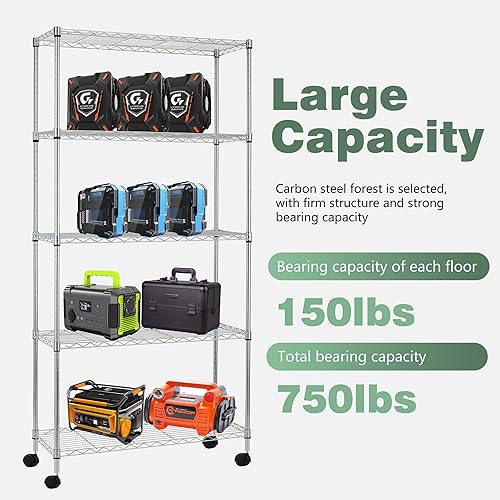 Miniatura 8 de Estantería de alambre de 14 pulgadas de profundidad x 30 pulgadas de ancho x 60 pulgadas de alto organizador de estante de metal grande de acero