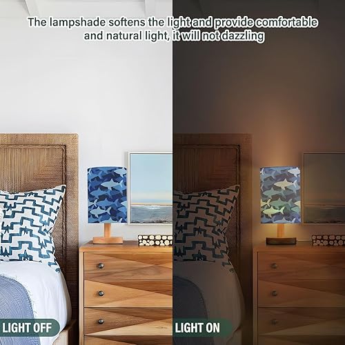 Miniatura 5 de GuoChe Bedroom Lamps Bedroom Nightstand Lamps Modern Navy Blue Sharks Table Lamps for Boys Dorm Room lampara de mesa para