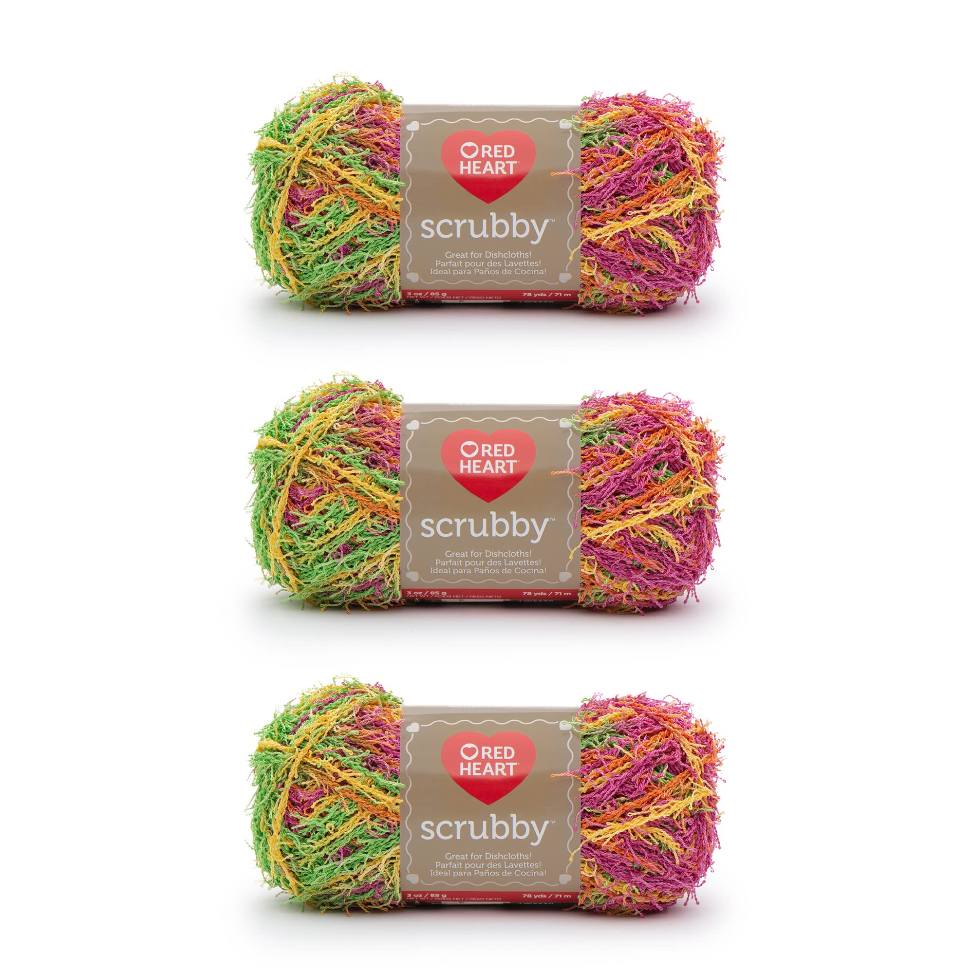 Red Heart Scrubby Yarn, 3 Pack, Tropical 3 Count, Pack Of 3