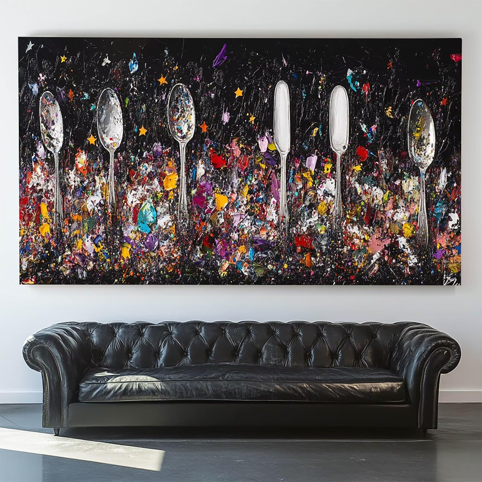 DIY Malen nach Zahlen Erwachsene GewüRze Malen nach Zahlen ab 7 jahre Mädchen LöFfel Kreativ set für Erwachsene mit Leinwand Acrylfarben set und Pinsel,Bastelset zum Bemalen für Wanddeko 80X160cm 7-9-