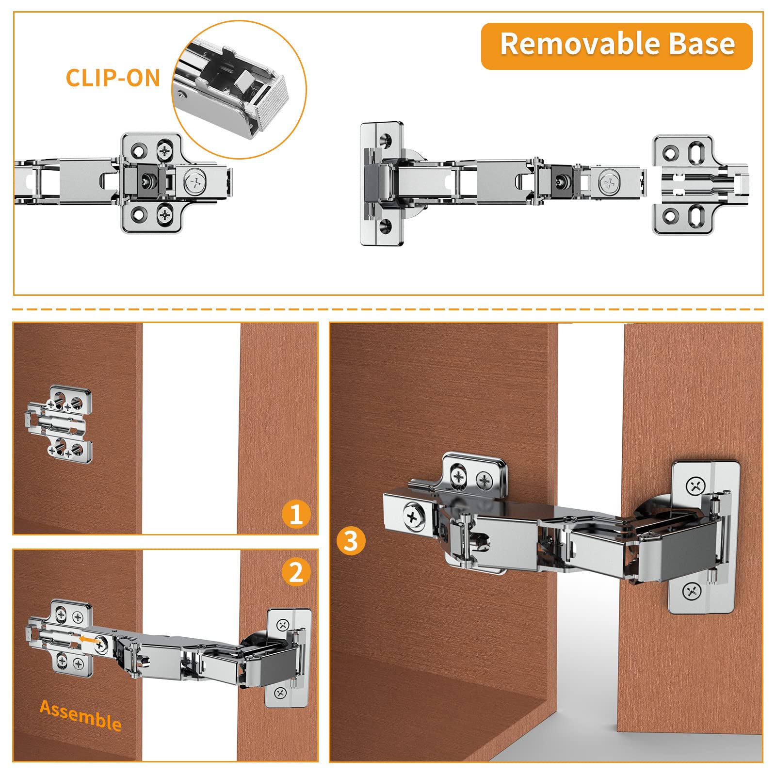 2 Pack 165 Degree Frameless Lazy Susan Hinge, Clip ON