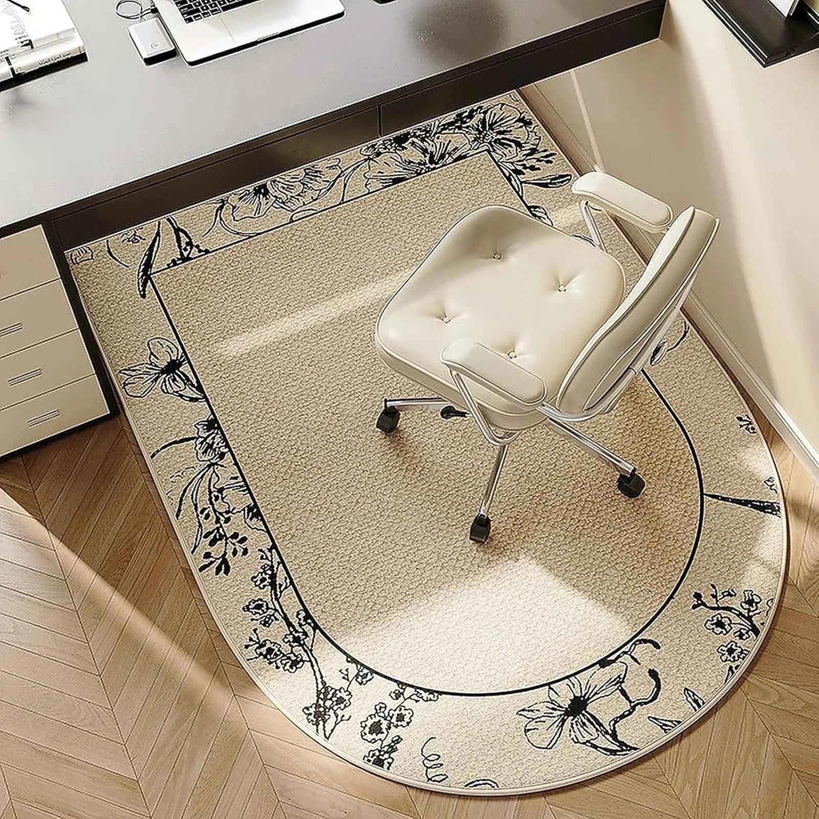 Soundproof Desk Rug Office Chair Mat for Carpet & Hardwood Floor, Non-Slip Low-Pile Computer Gaming Floor Protector, Washable Modern Office Rug Under Desk(Encountering,90 * 150cm)