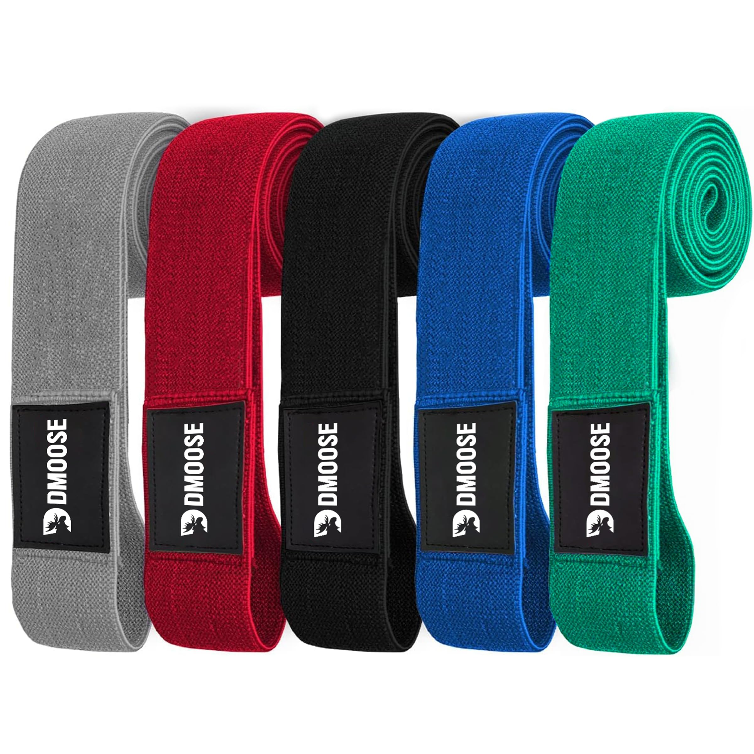 DMoose Fitness Bandas de resistencia de tela para hacer ejercicio, bandas de tela antideslizantes para sentadillas, estocadas y ri