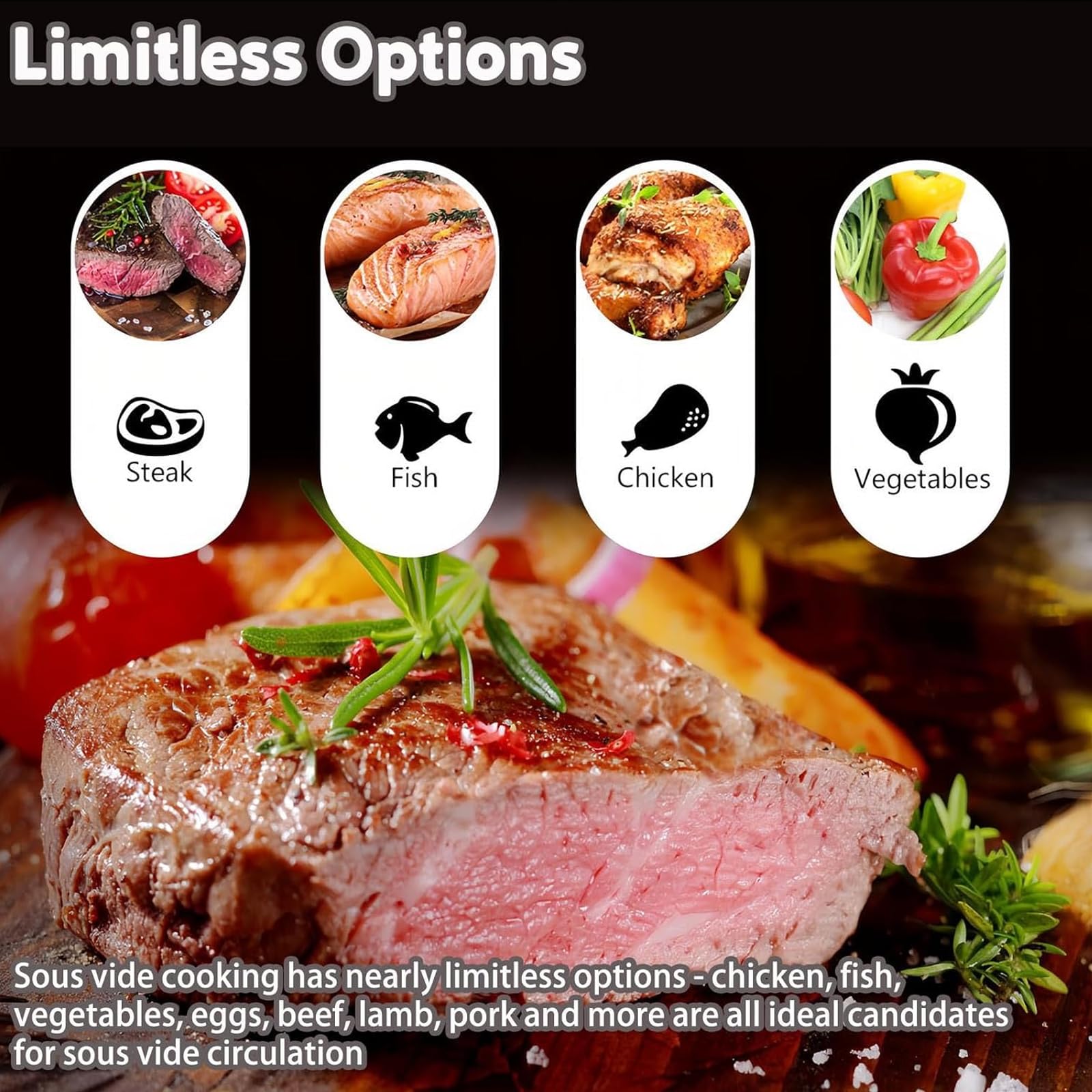 Cocedor Sous Vide – Circulador de Inmersión Inteligente 1800W con Pantalla LED, Depósito 11L, Kit Completo Sous Vide con Control Preciso de Temperatura & Tiempo para Bistecs Perfectos