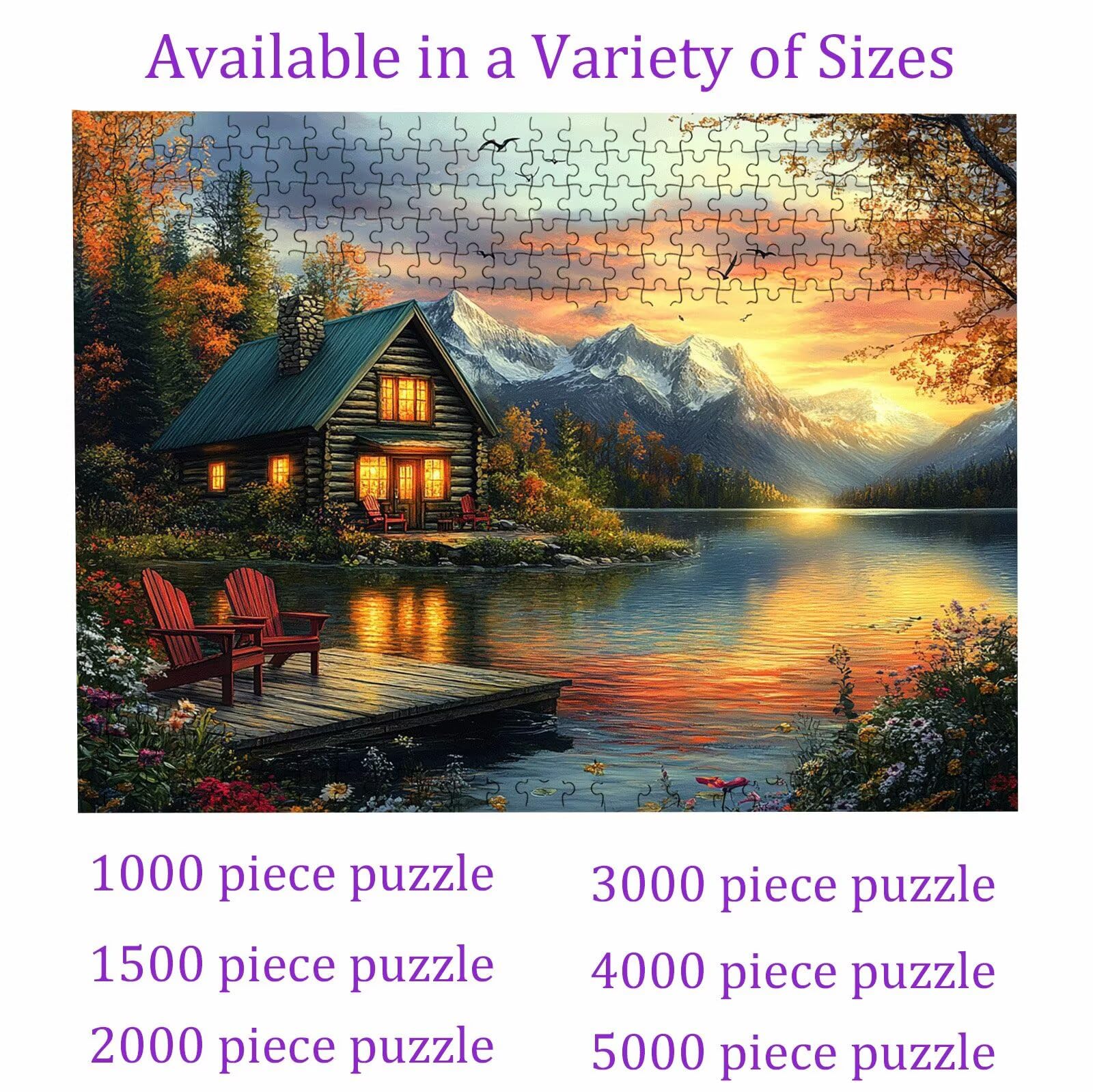 Puzzle lago Paesaggio(3), Puzzle Adulti 3000 pezzi, Puzzles Legno con Squisita Scatola di Imballaggio, Rompicapo per Esperti con Incastro Perfetto, Stampa Alta Definizione, Regalo per Adulti W3H-903