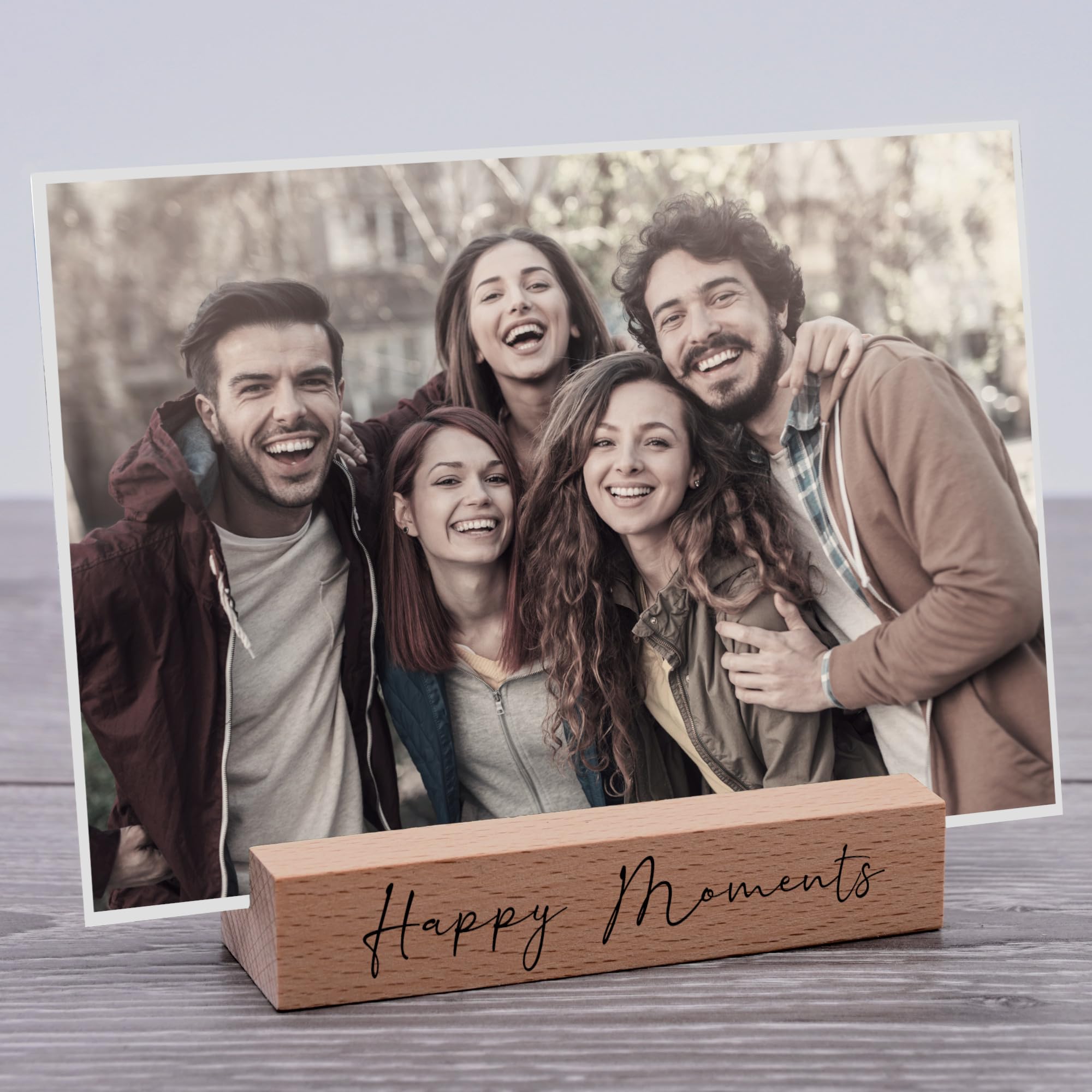Interluxe Kartenhalter Happy Moments | Holz Kartenständer | Für Fotos & Grußkarten