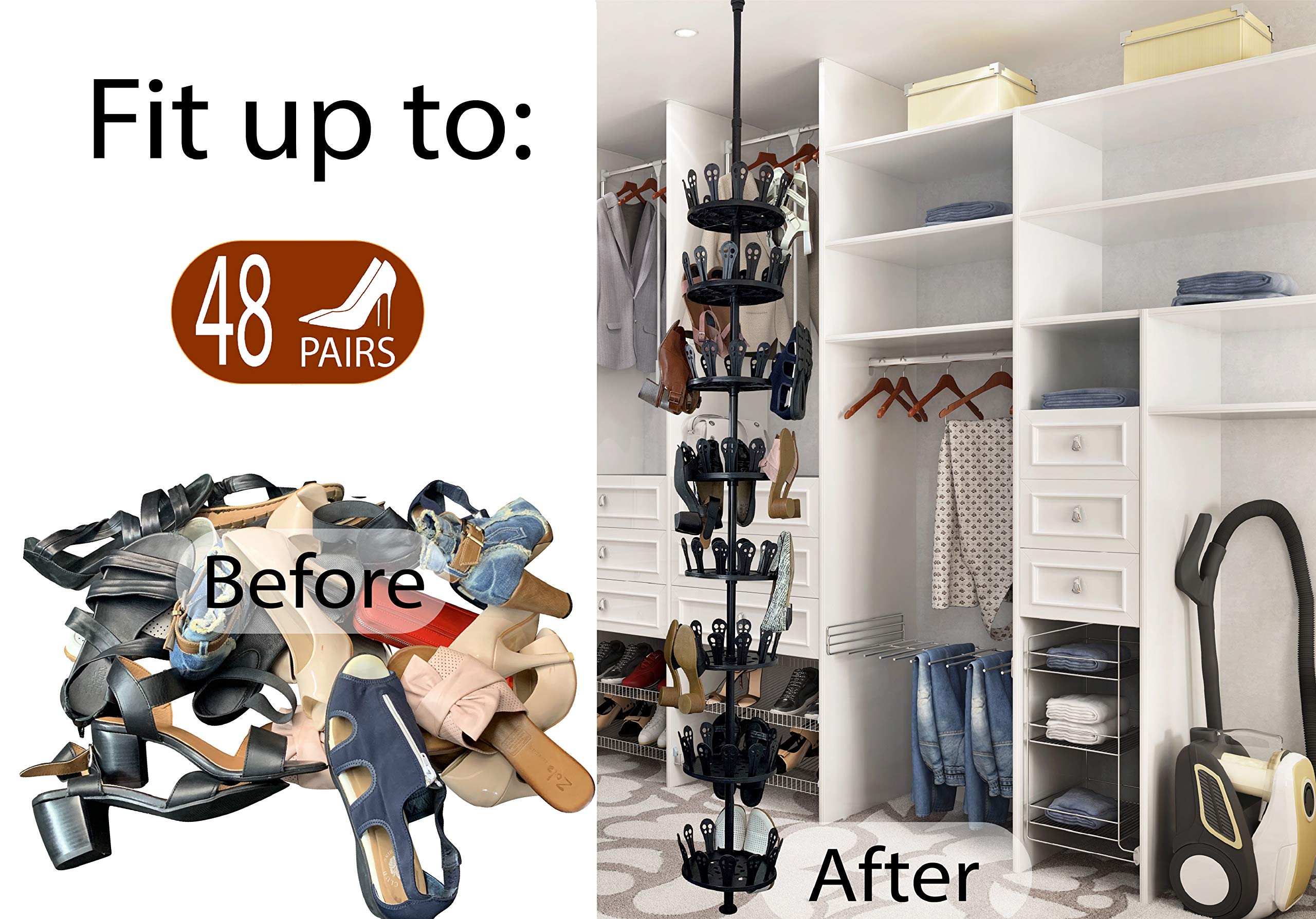 8 Tier Shoe Rack Lazy Susan Revolving Shoe Organizer Floor To