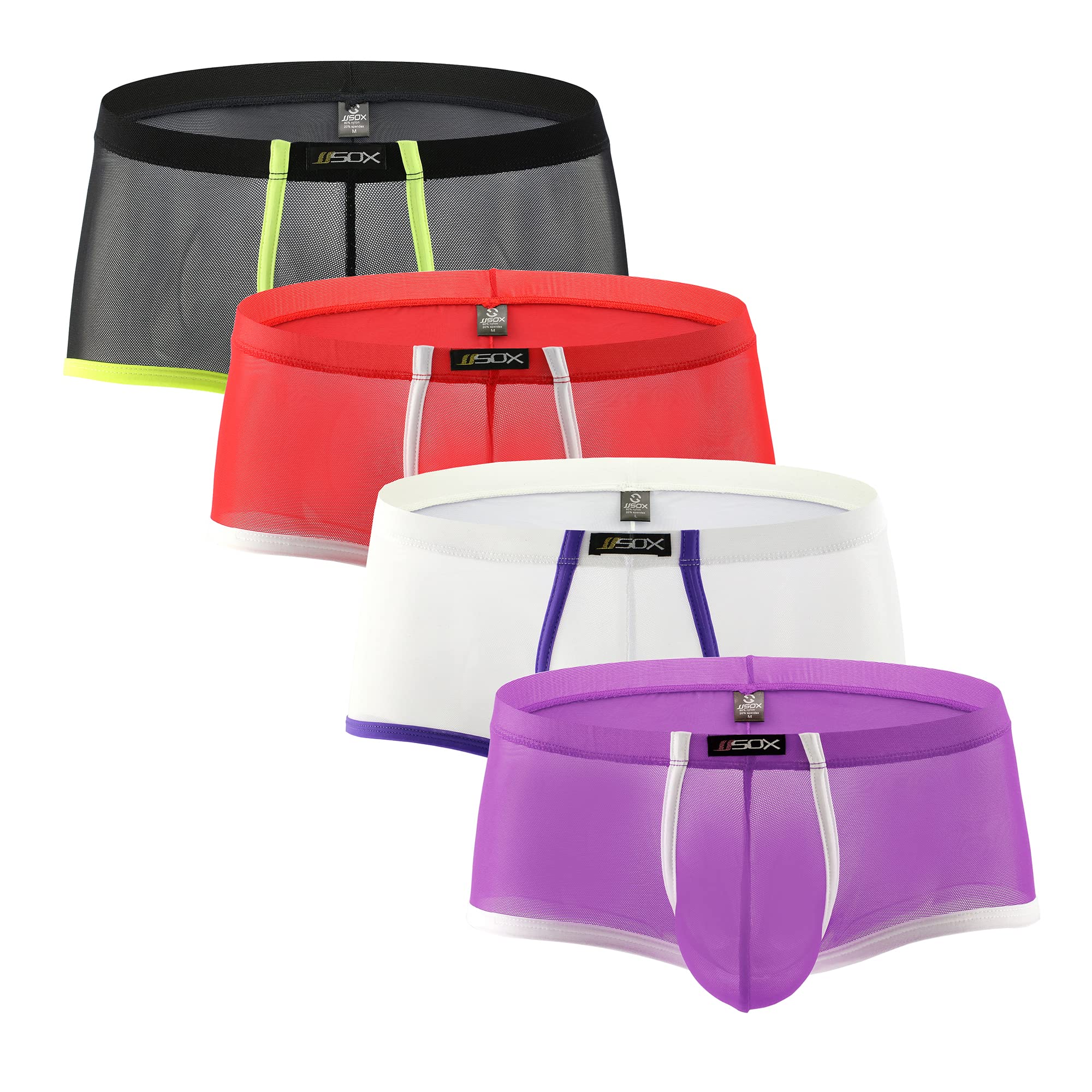 UneihoizMen's Sexy See-Through Mesh Boxer Briefs Soft Underwear Trunks