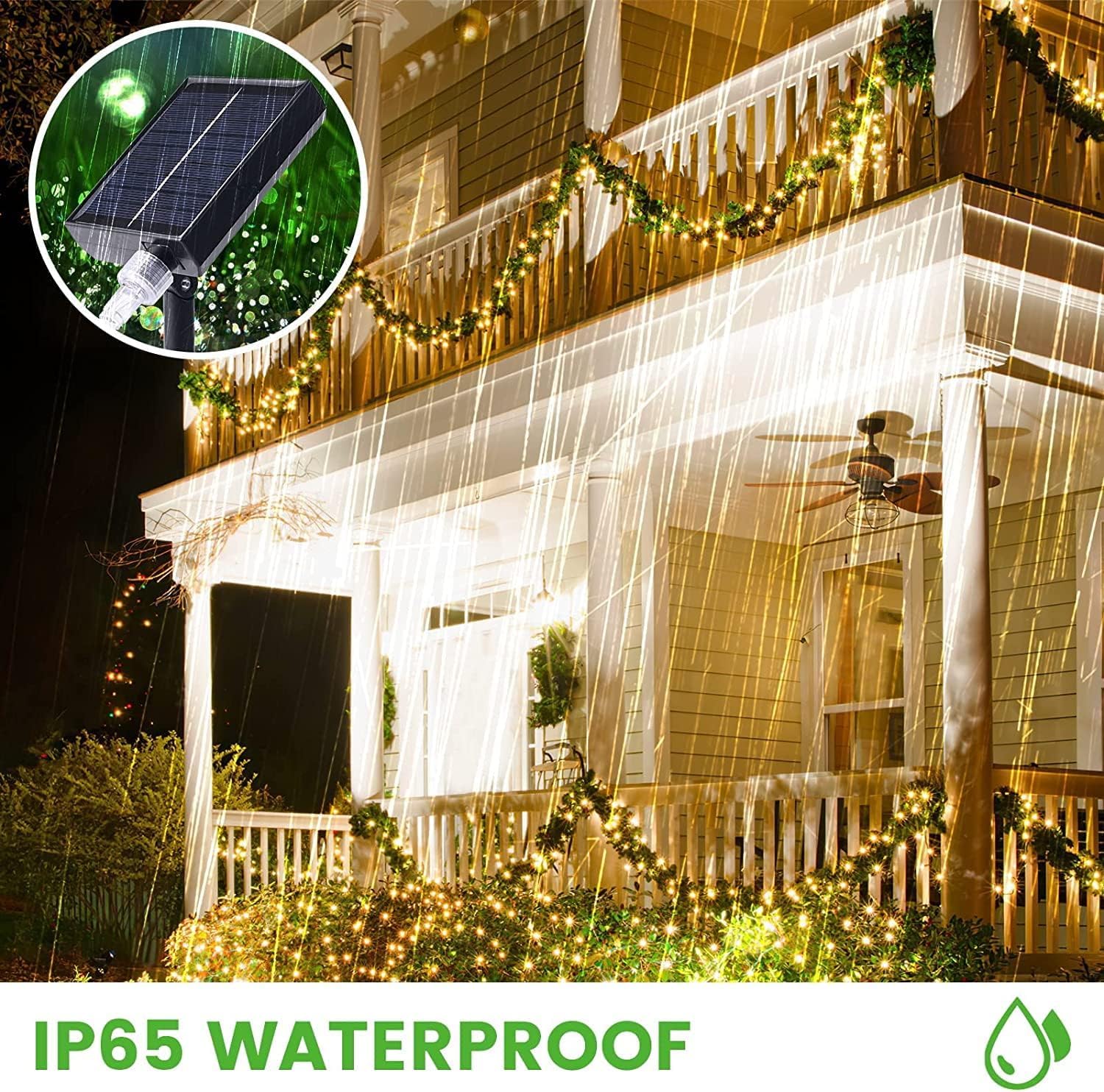Solar Hanf Seil Licht Outdoor LED warm weißes Licht wasserdichte Retro Hanf Seil Garten Dekoration mit 8 Modi der Fernbedienung Balkon Hof Innen und Outdoor Märchen Lichter (10M 200LED)