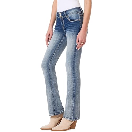 WallFlower Women's Luscious Curvy Bootcut Mid-Rise Insta Stretch Juniors Jeans (Standard and Plus)
