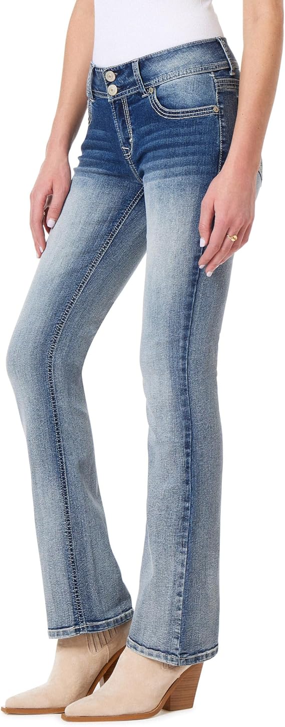 WallFlower Women's Luscious Curvy Bootcut Mid-Rise Insta Stretch Juniors Jeans (Standard and Plus)