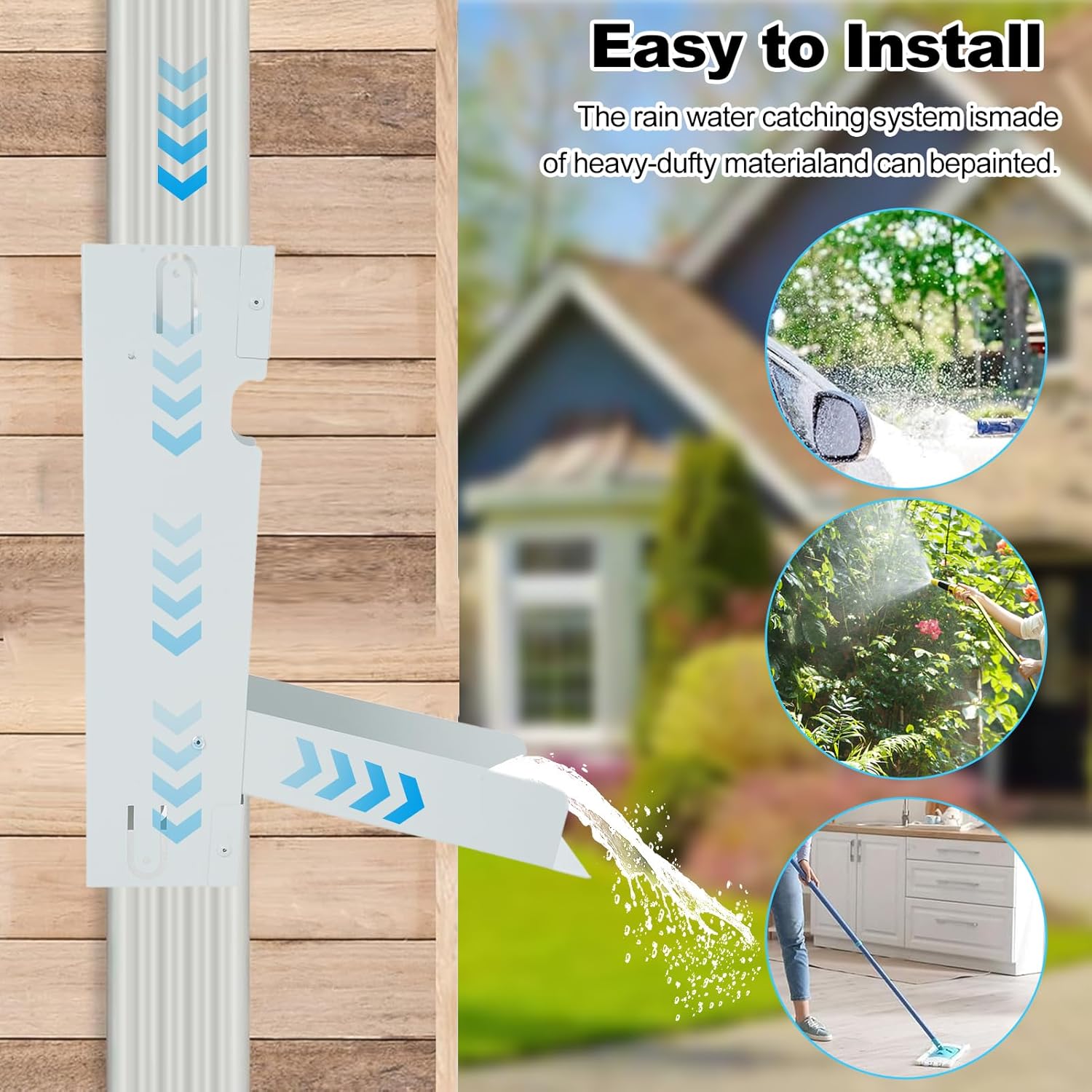 Premium Stainless Steel Rainwater Collection System Rain Diverter Kit High Efficiency Downspout Diverter with Open Close Design for 3x4 Standard Downspouts Home Garden Wate
