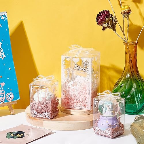 Miniatura 6 de BENECREAT 24 cajas de regalo de plástico transparente con lazo de 4.5 x 2.5 x 2.5 pulgadas, cajas de regalo de PVC transparente para vacaciones,