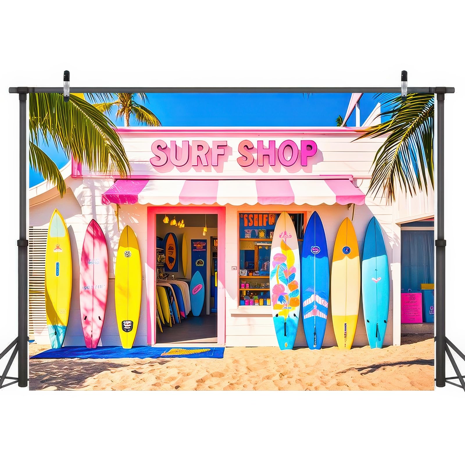 BlissYard 8x6ft Summer Beach Photography Backdrop Summer Hawaiian Beach Themed Party Decorations Surfboard Backdrop Party Banner Background for