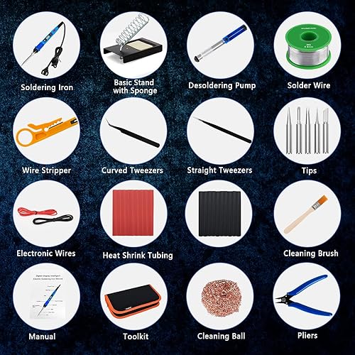 Miniatura 5 de Kit de soldador, 80W 110V soldadores eléctricos digitales mejorados, con pantalla LCD, herramienta de soldadura de temperatura ajustable 39 en 1