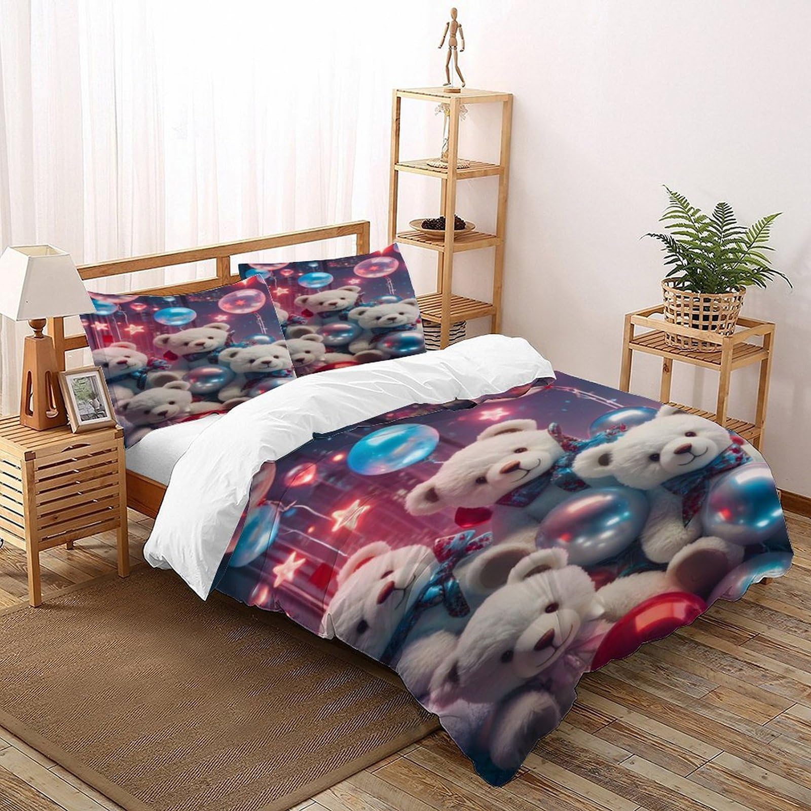 Housse de couette ours polaire infroissable avec fermeture éclair pratique