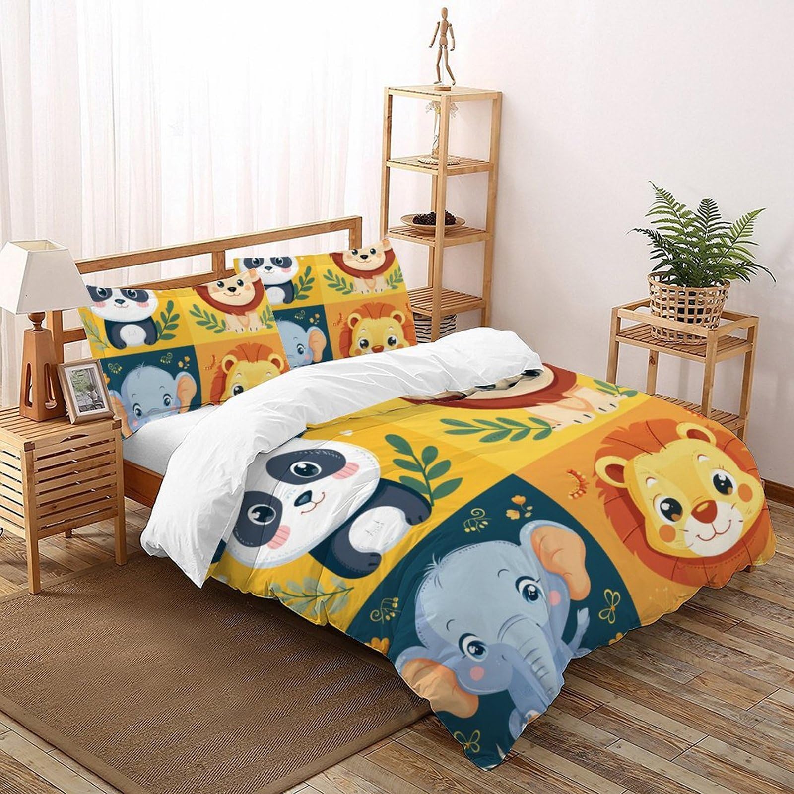 Housses de couette 3D enfants 3 pièces 260x220cm taies oreiller lit super king fermeture éclair