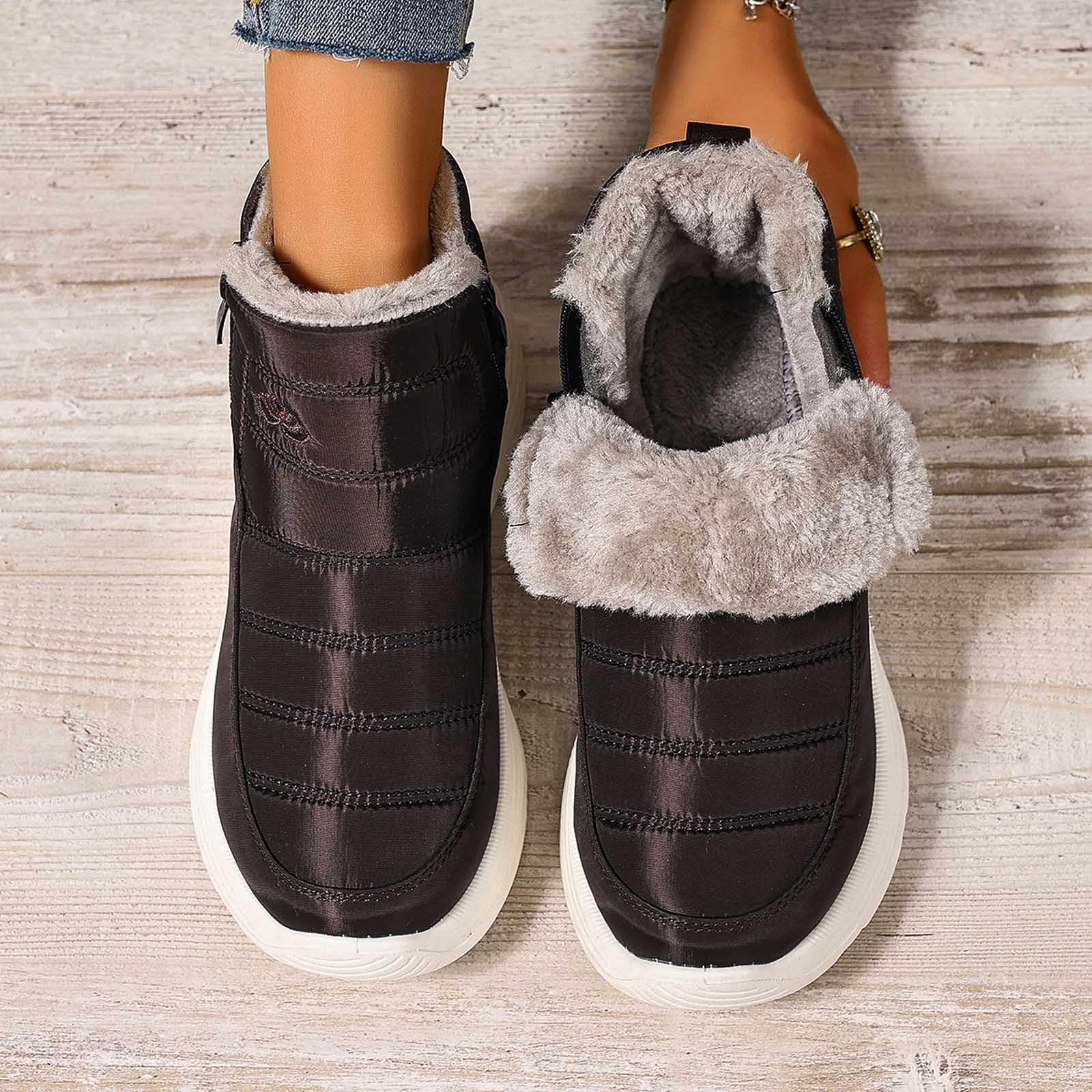 Apres Ski Femme Bottes De Neige Fourrées Apres-Ski Bottines Chaussures D'hiver Hiver Pour Snow Boots Chaudes Botte Bottine Chaussure Randonnée Grand Froid Chaude Après Imperméable Glacia Barefoot