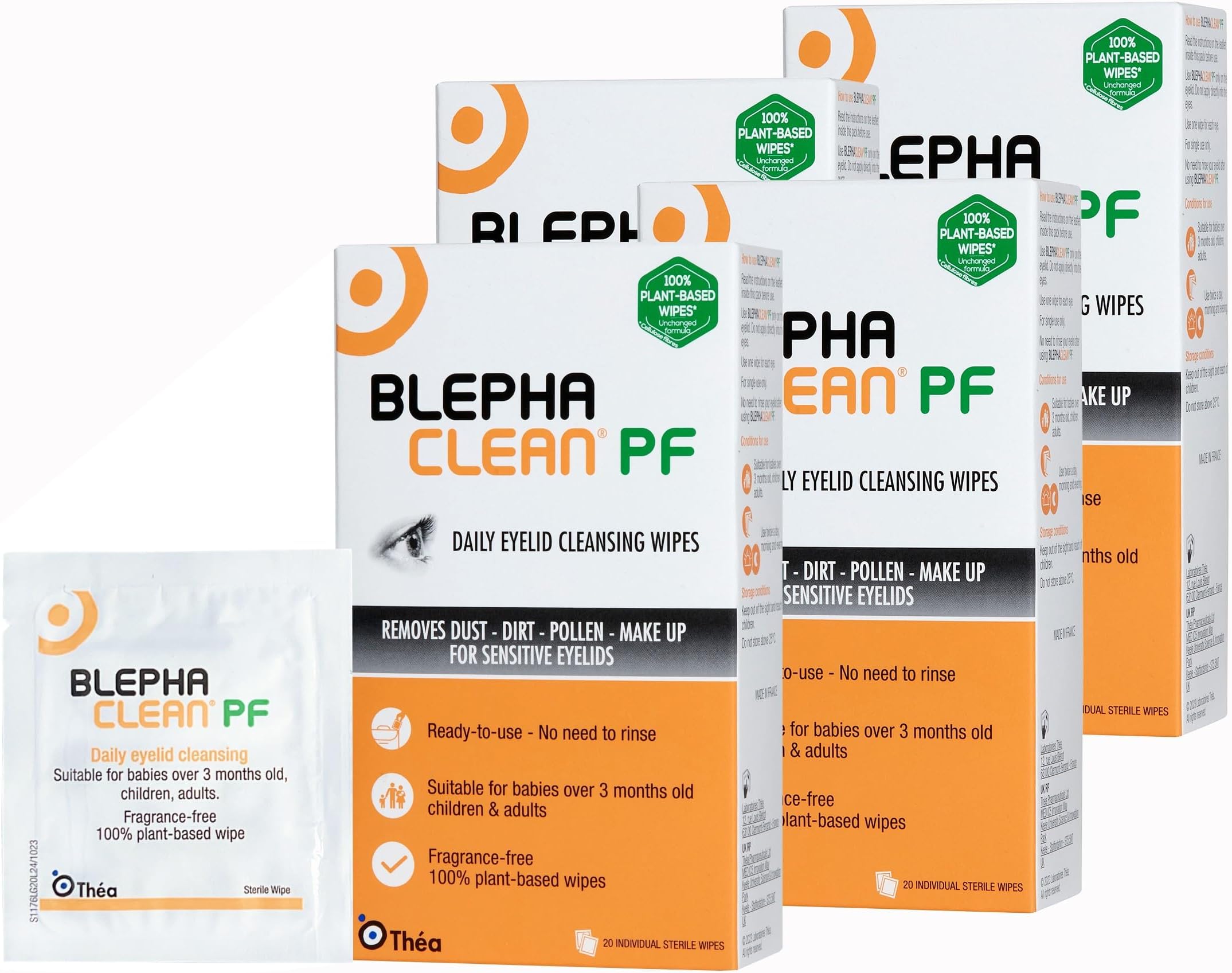 80 Blephaclean Sterile Daily Eyelid Wipes For Blepharitis | Cleaning Hygienic Moisturising Eyelid Wipes for Sensitive Skin, 20 wipes x 4 pack
