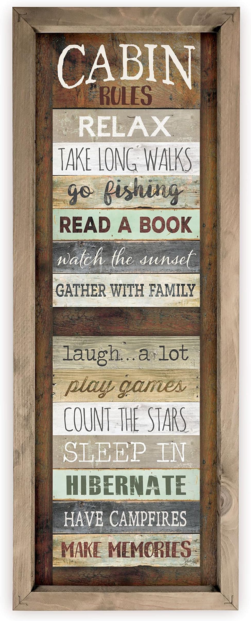 Knibeo Cabin Rules Wooden Sign Cabin Decor, Rustic Cabin