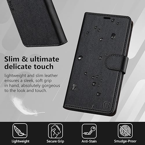 Miniatura 3 de Funda protectora de piel sintética con bloqueo RFID, función atril con cierre magnético, funda tipo cartera compatible con iPhone 13 Pro Max 5G de