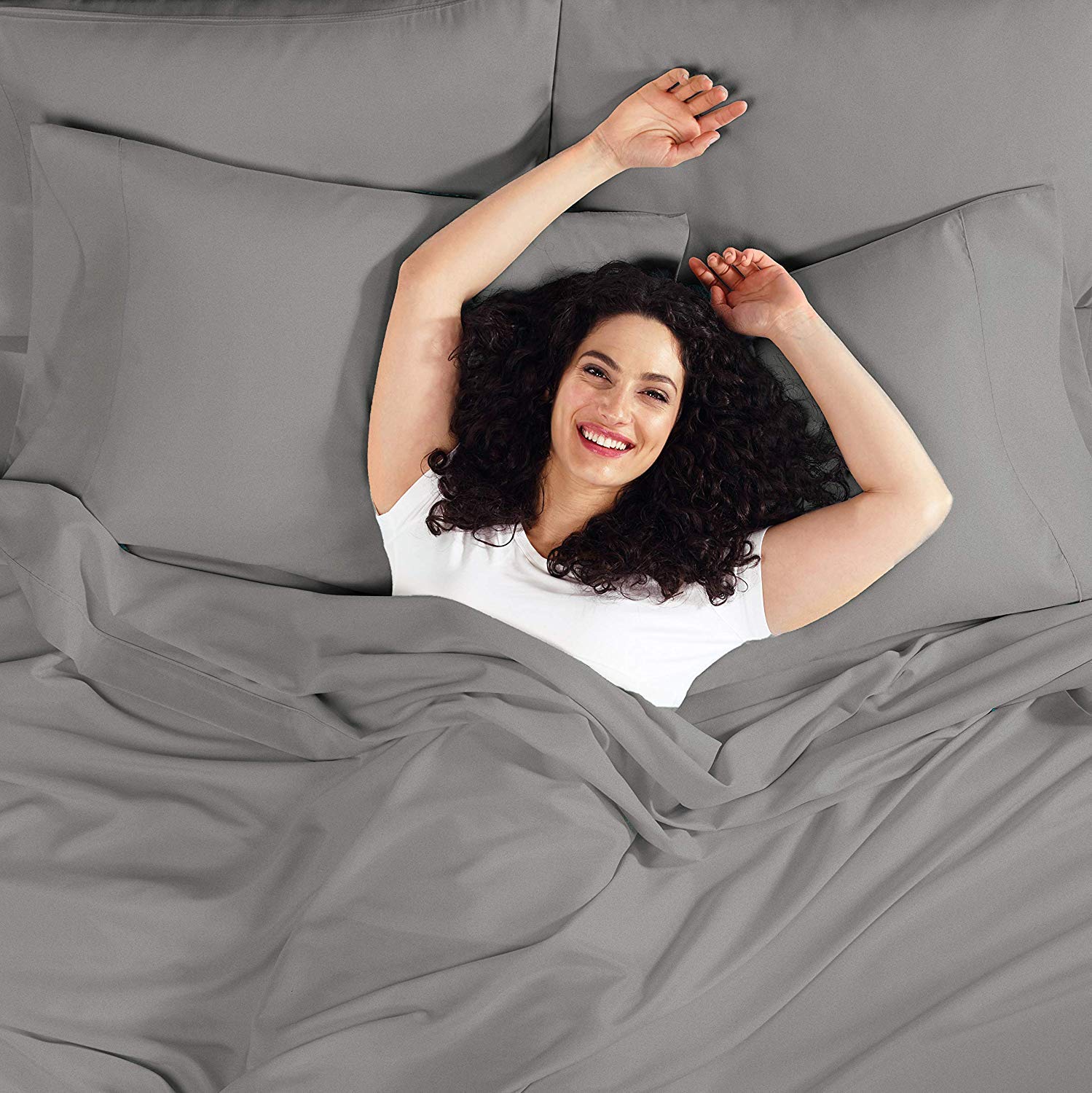 Anili Mili 1800 Collection Affordable 4 pc Bed Sheet Set - Queen Size, Gray