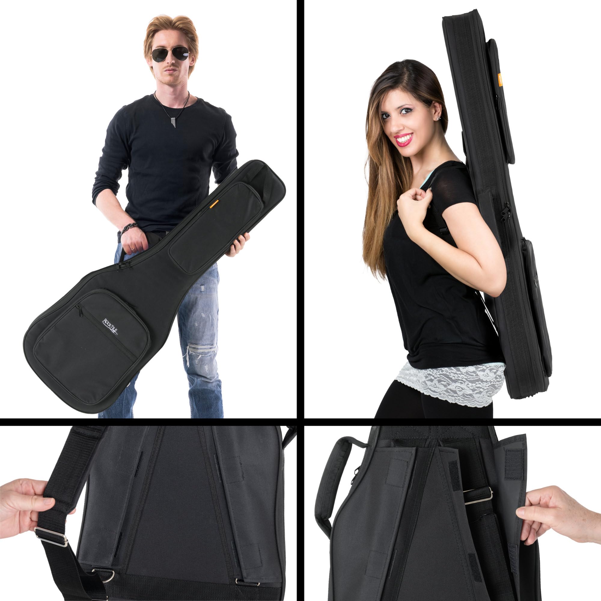 ROCKTILE EGSC-1122BK Softcase per Chitarra Elettrica, Peso: 2, 2 kg | Adatto a quasi tutte le chitarre elettriche, Adatto anche a modelli shortscale, Imbottitura completa spessa 2 cm, 2 kg