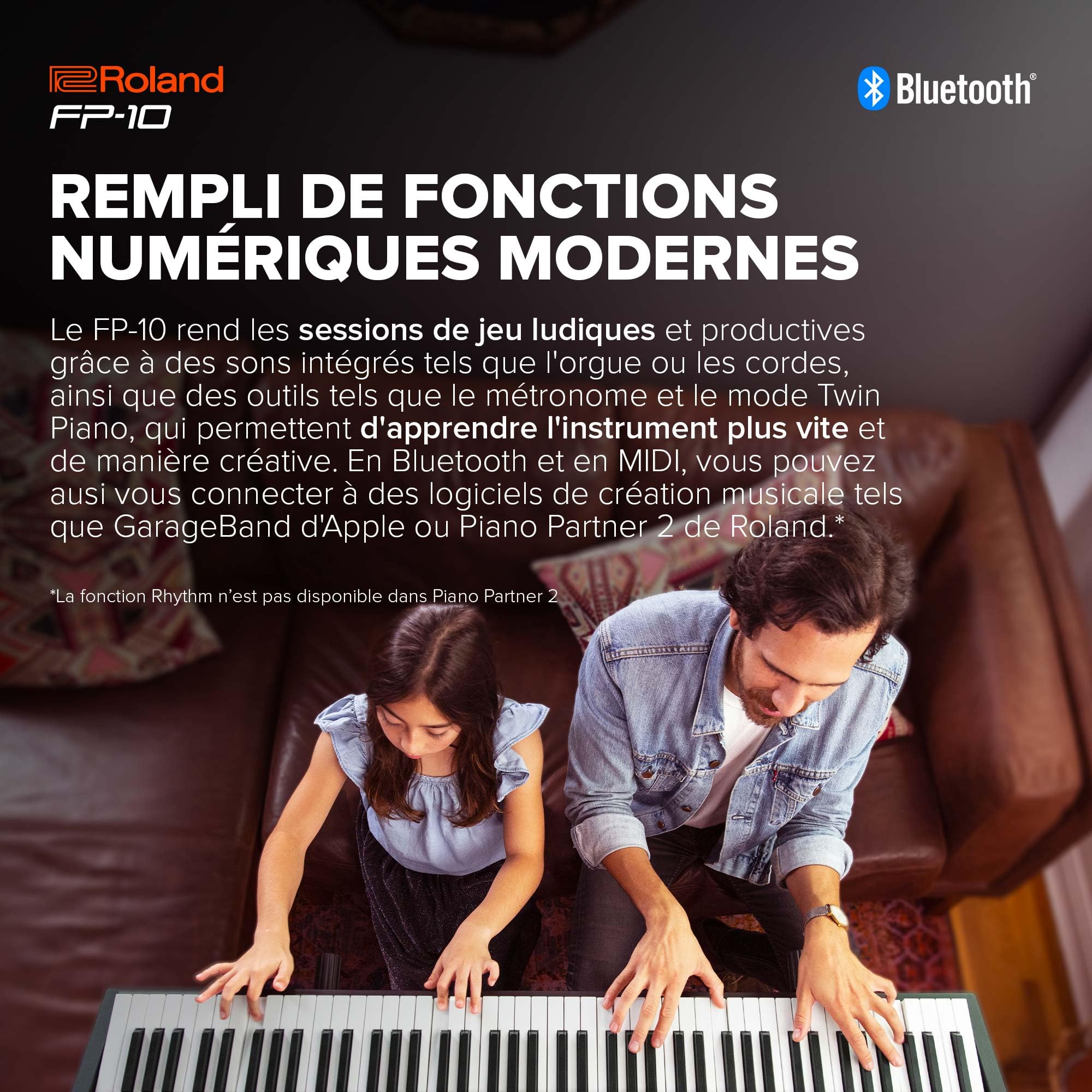 FP-10 Roland – Piano numérique à 88 touches avec sons SuperNATURAL Piano et clavier à toucher acoustique authentique | Simple d'utilisation | Idéal pour la maison et pour l'apprentissage