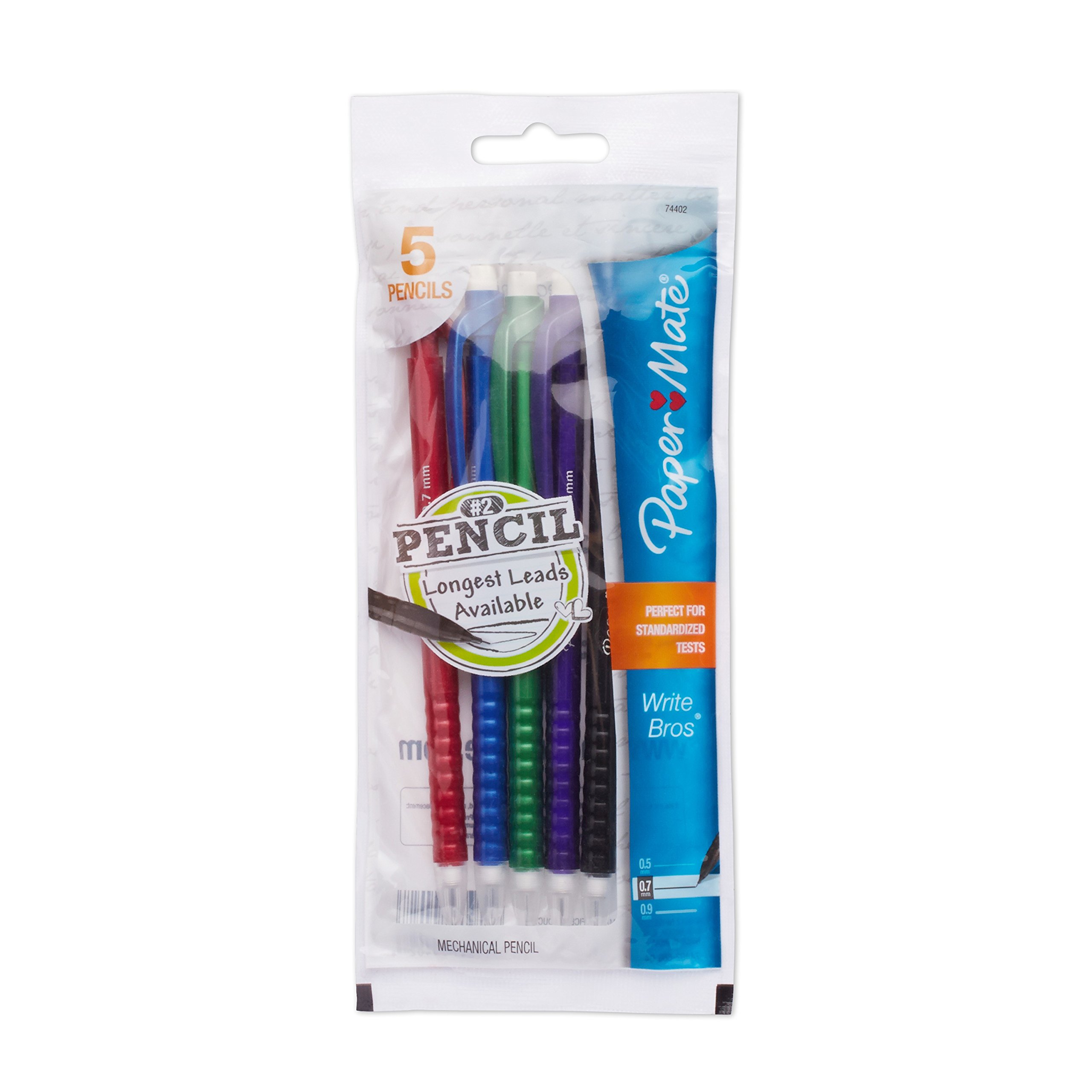 Write Bros. 0.7mm Mechanical Pencils, 5 Assorted Pencils (74402)