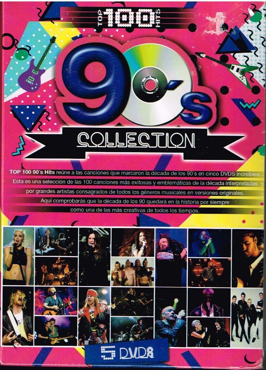 90S COLLECTION TOP 100 HITS 5 DVDS AEROSMITH BON JOVI BRYAN ADAMS DEPECHE MODE METALLICA NIRVANA MORRSEY PEARL