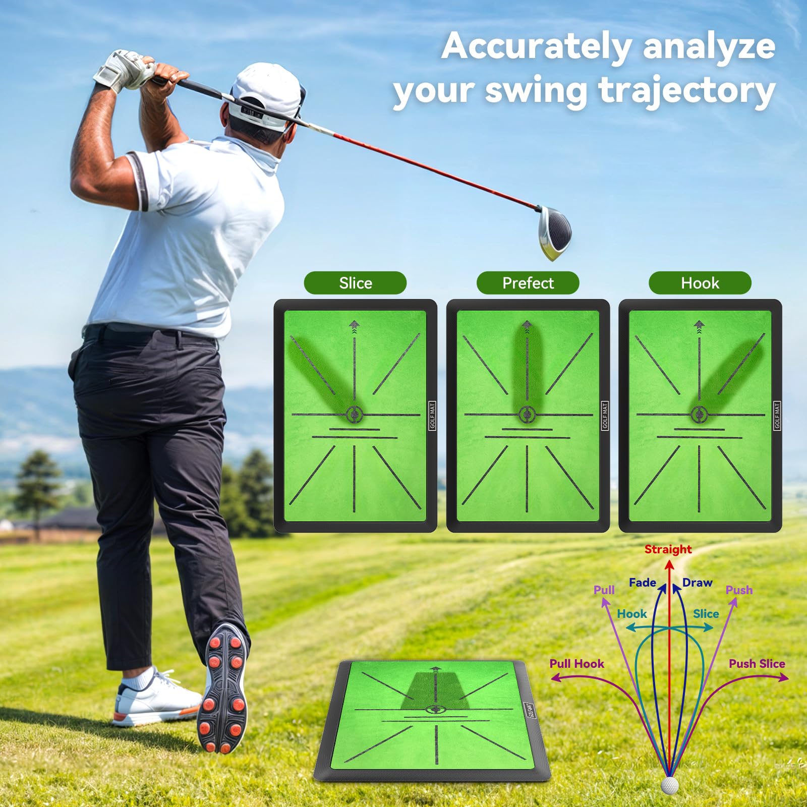 Golf Mat, Practice Outdoor Indoor for Training Chipping Show Swing Path, Hitting Turf Mat with Rubber Backing,Golf Accessories,Gifts for Men/Dad/Husband