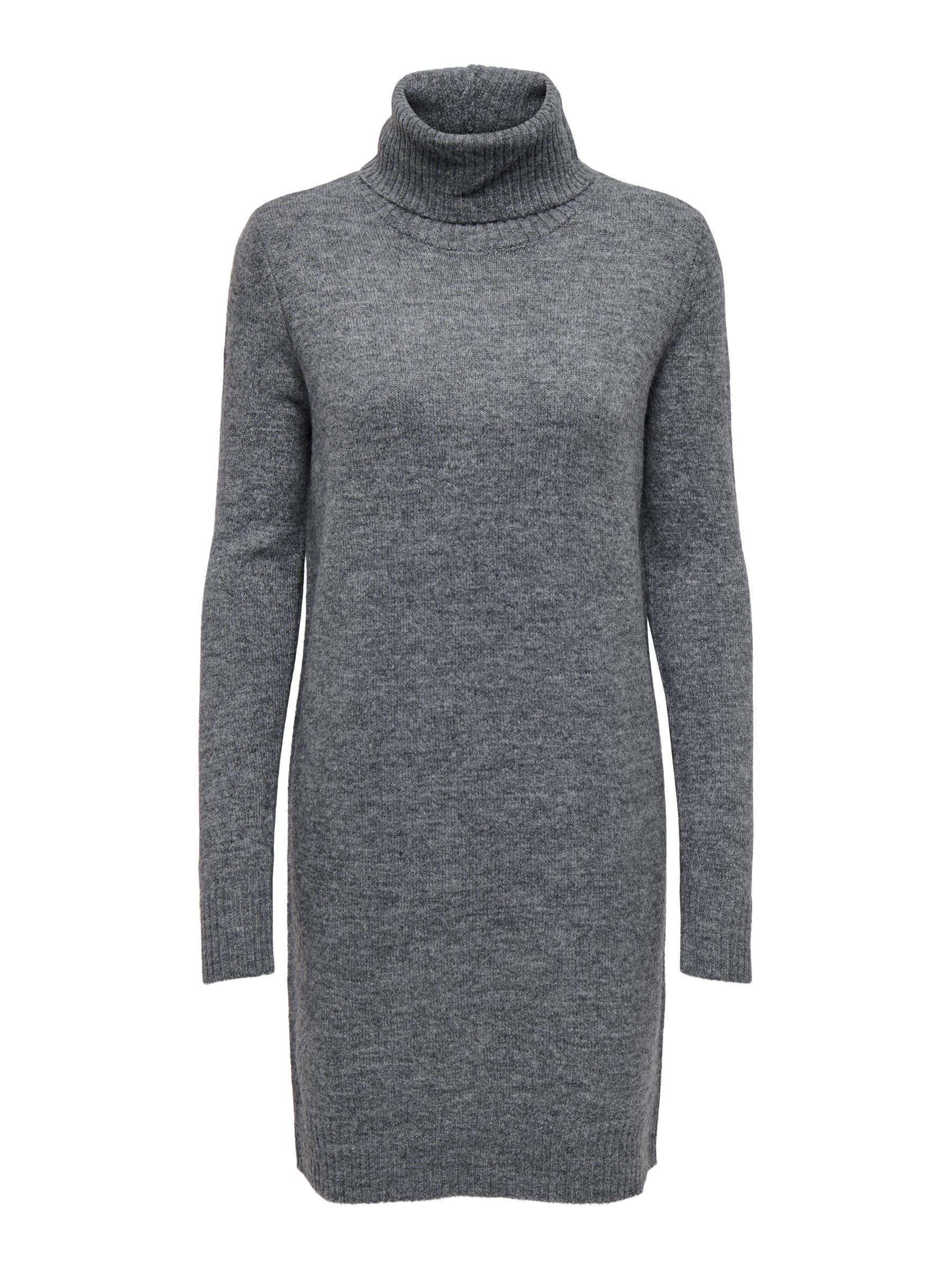 JDY JDYELANOR Mini robe à col roulé en tricot à manches longues coupe régulière pull col rond chemise longueur genou