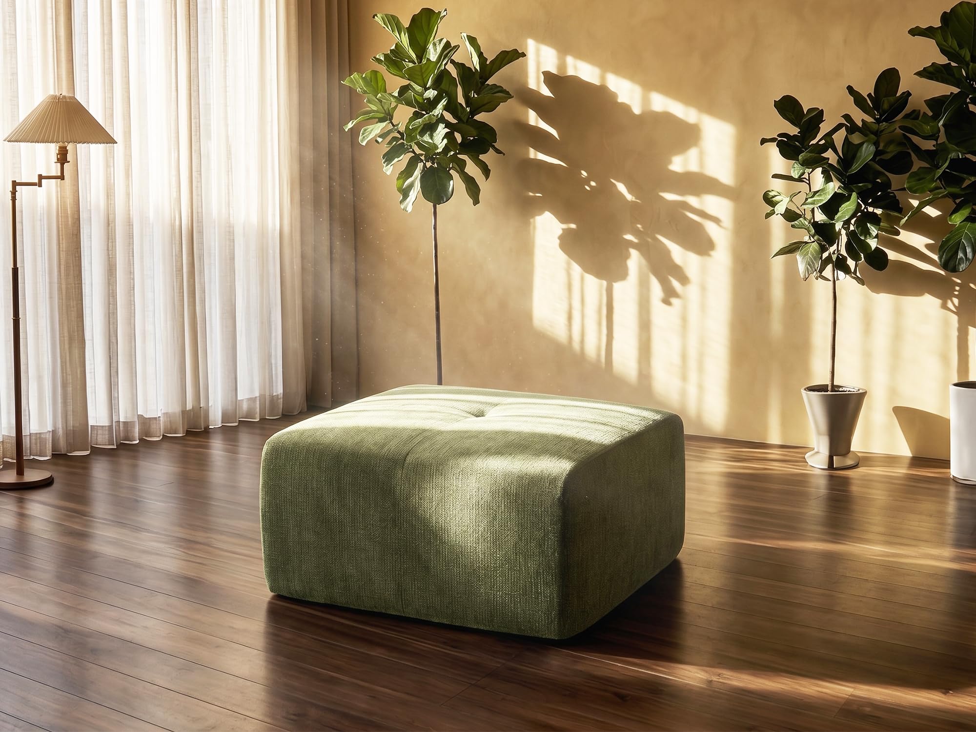 37" Oversized Boneless Couch, Comfort Cloud Sectional Couches for Living Room, Modular Sofa High Back &amp; Extra Deep Seat, No Assembly, Soft Chenille Fabric (Olive Green, 37 inch-Single Ottoman)