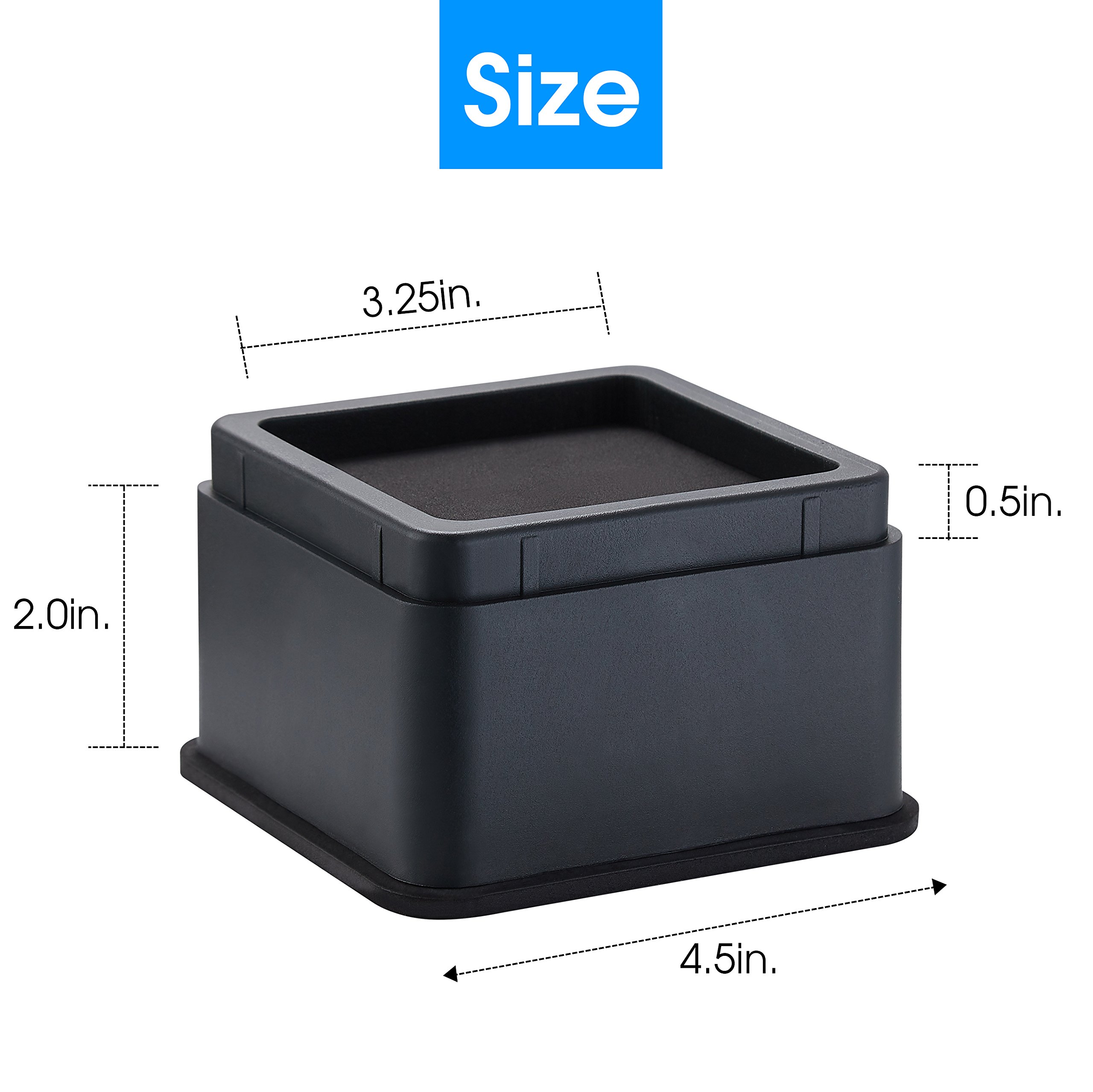 Buy Heavy Duty Bed and Furniture Risers 2 Inch Square Lifters, Lifts