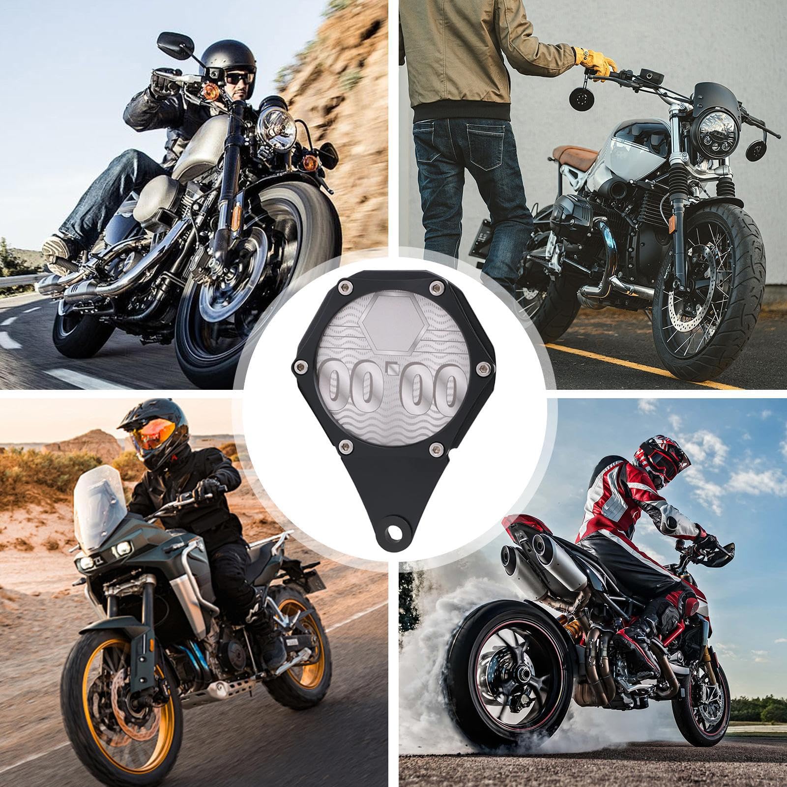 Soporte para permisos de disco fiscal para motocicleta, soporte hexagonal para placa de impuestos, soporte de aluminio impermeable para tarjetas con llave para ciclomotor ATV