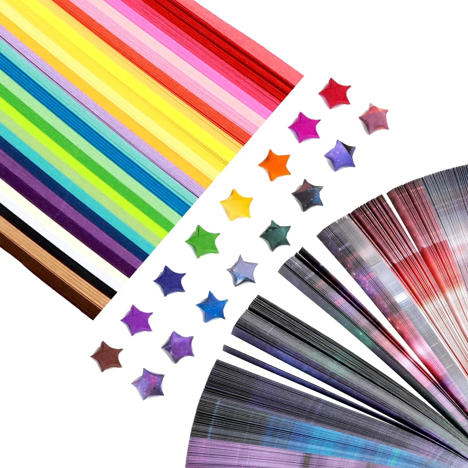 3240 Bandes Papier Origami Étoiles – 27 Couleurs Vives, Papier Bicolore Pour Faire Des Lucky Stars, Idéal Enfants, DIY, Décoration Et Cadeaux
