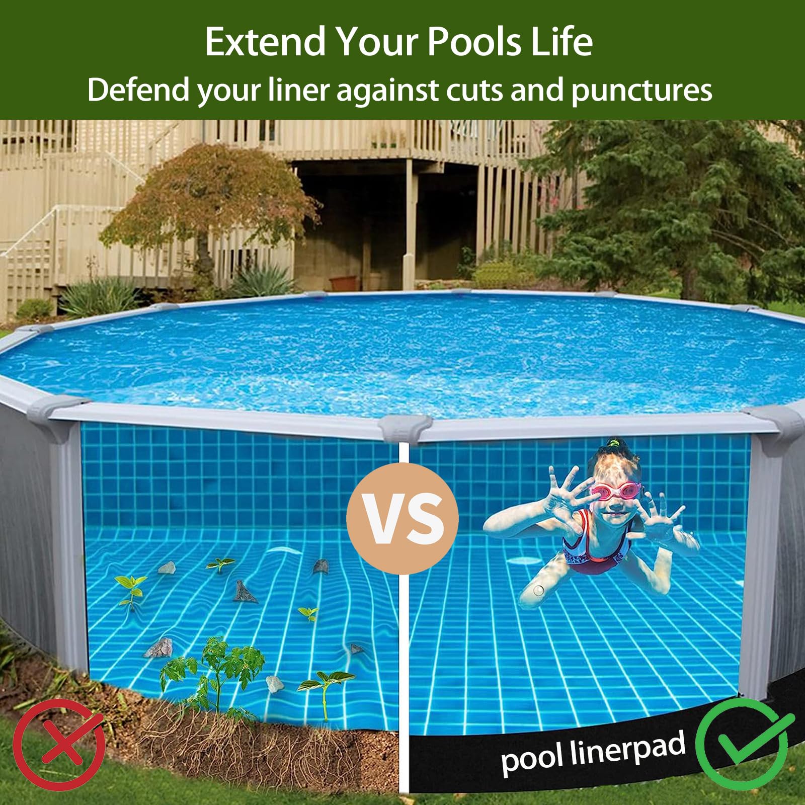 PoolUnterlage Pool Unterlage Rund 400 cm Outdoor, Pool Bodenmatte, Whirlpool Unterlage, Bodenschutzmatte, Whirlpool Matte, Poolfolie Poolmatten Schutzboden