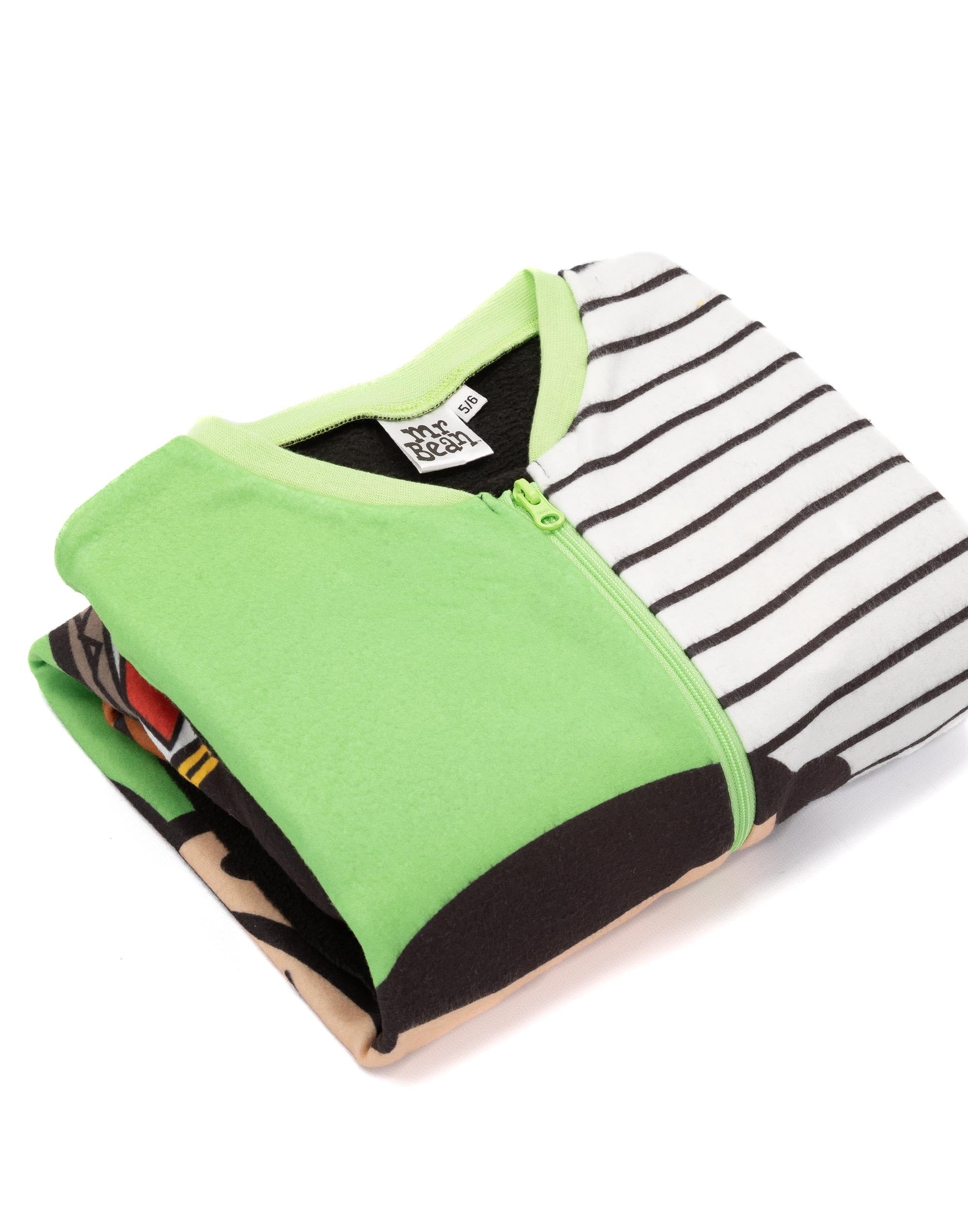Mr Bean Boys Grüner Einteiler | All-in-One-Fleece-Loungewear | Kinder-Pyjama-Pyjama-Schlafanzug-Nachtwäsche | Gemütliche Geschenkartikel