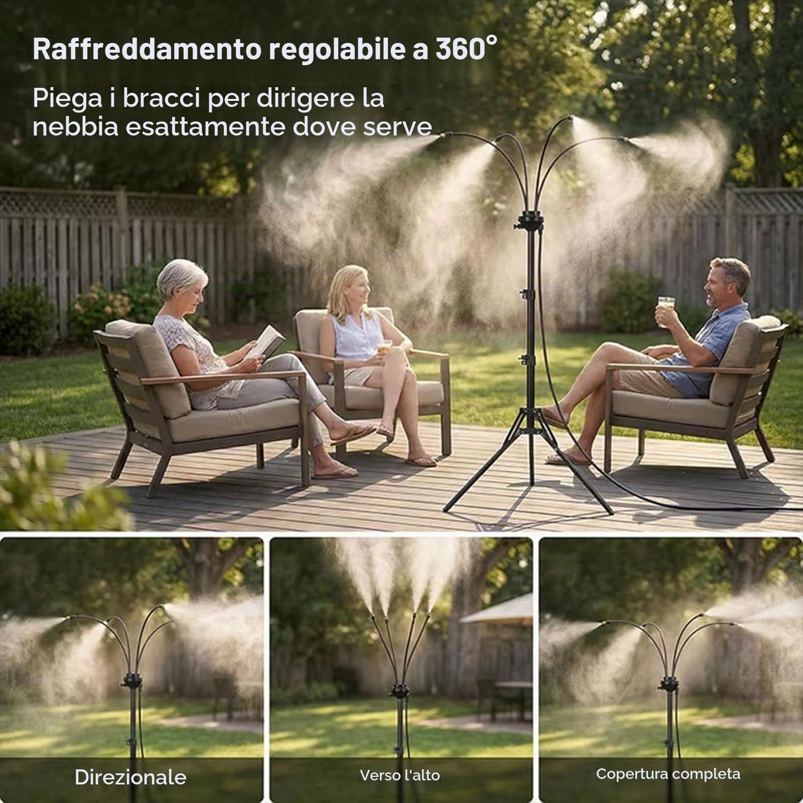 Nebulizzatore in Piedi per Patio Esterno, Sistema di Nebulizzazione Regolabile in Altezza per Raffreddamento Esterno, per Terrazzi, Piscine, Barbecue