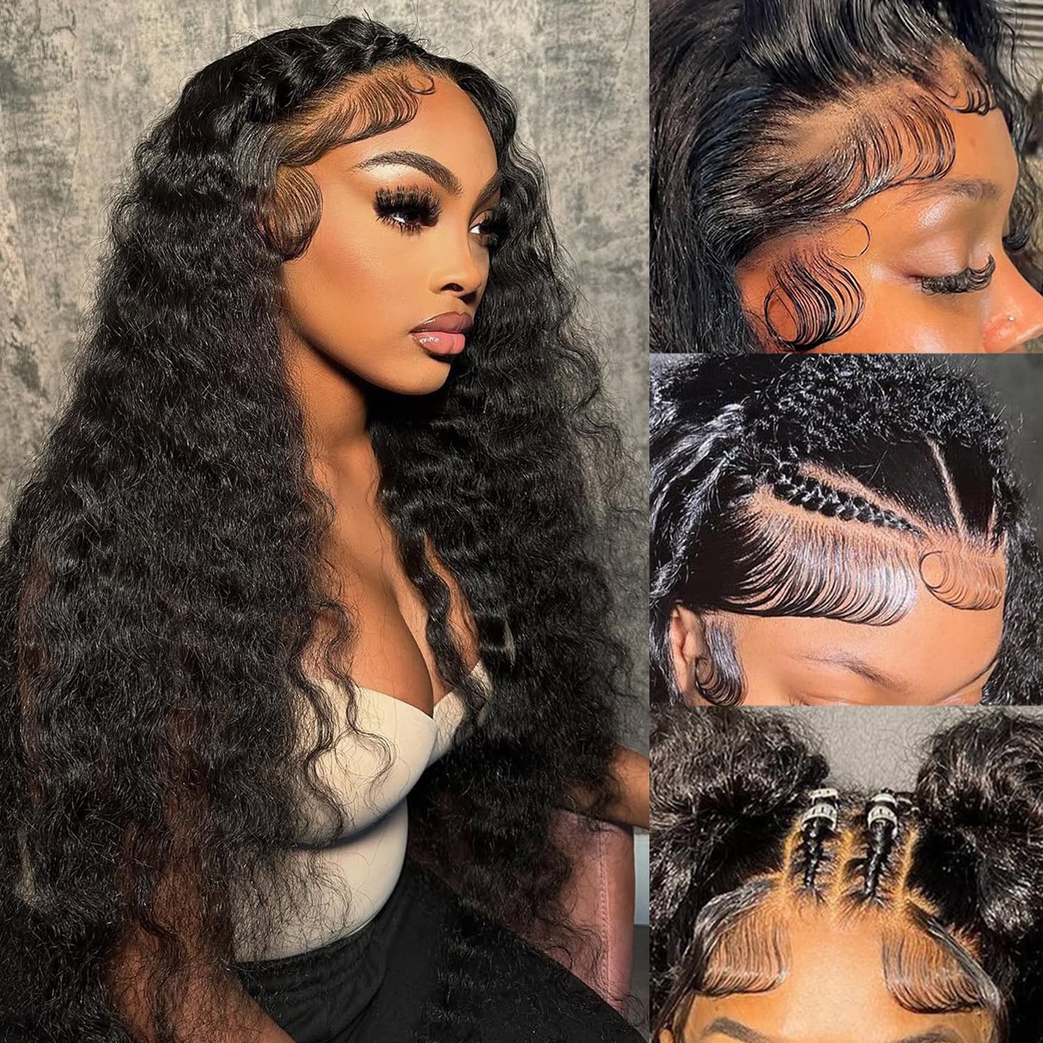 Simeider Deep Wave Lace Front Wigs - Human Hair, 200 Density, 13x6 Deep Curly, Glueless Frontal Wigs, Pre Plucked With Baby Hair, HD Lace Front, 20