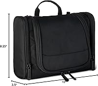 Vista 6 de Yaxa Essentials Neceser espacioso para artículos de aseo, kit Dopp colgante con compartimentos, portátil, poliéster, negro