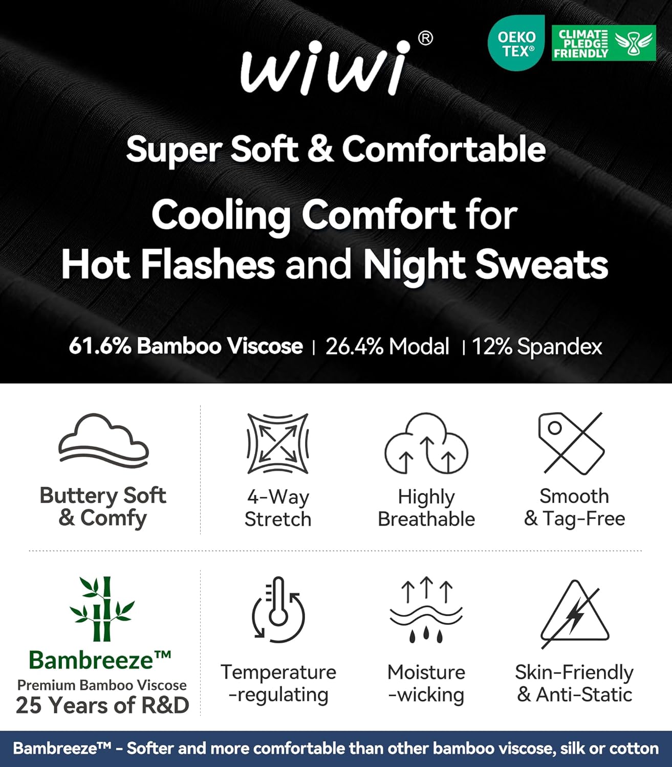 WiWi Pajamas for Women Bamboo Viscose Soft Ribbed Sleepwear Button Down Top and Pants 2 Piece Loungewear S-XXL - Image 6