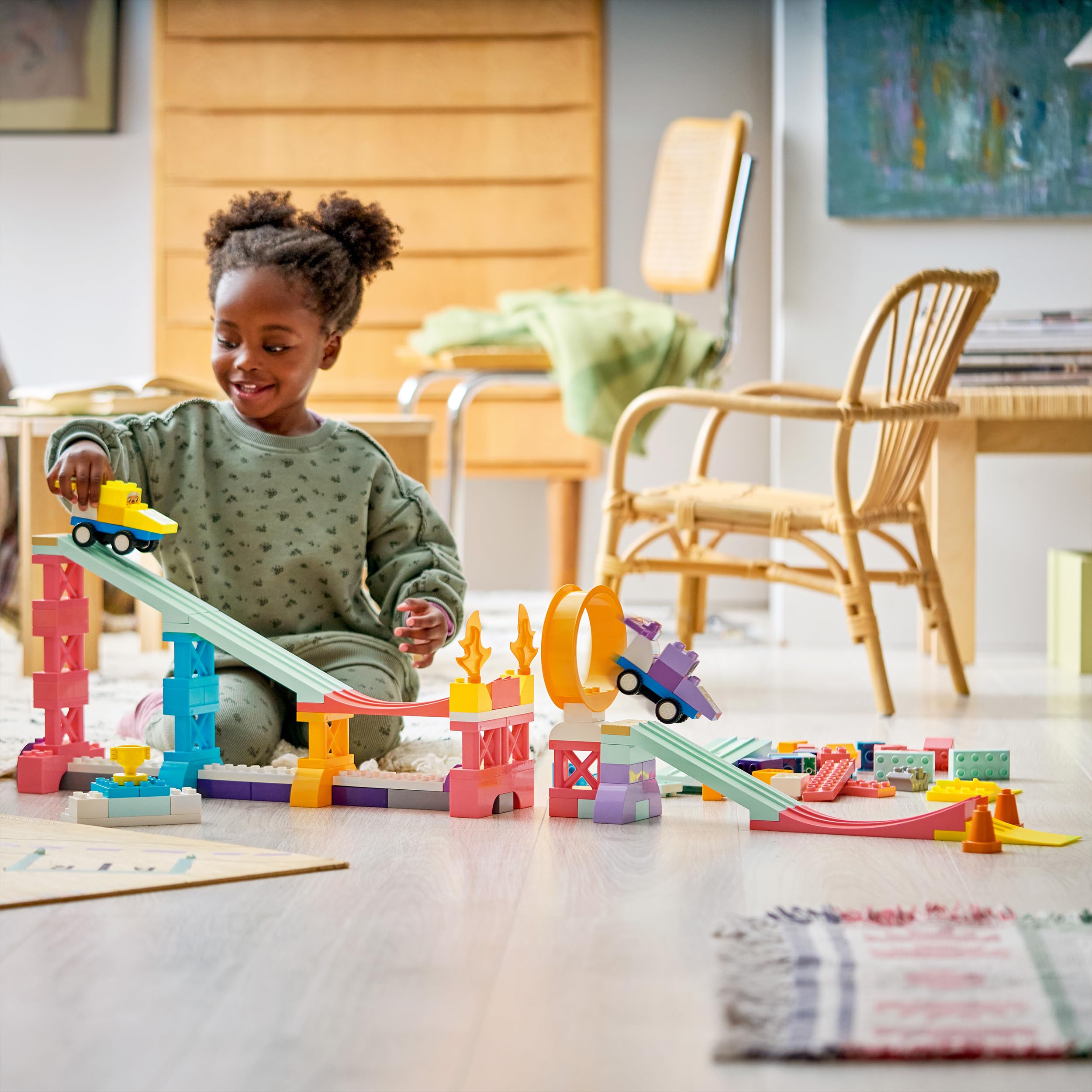 LEGO DUPLO Kreatywne rampy 3 w 1 z pojazdami 10478 | rampy z pojazdami, klocki dla 3-latka, prezent dla chłopca i dziewczynki 3+, budowanie 3 w 1, 111 elementów