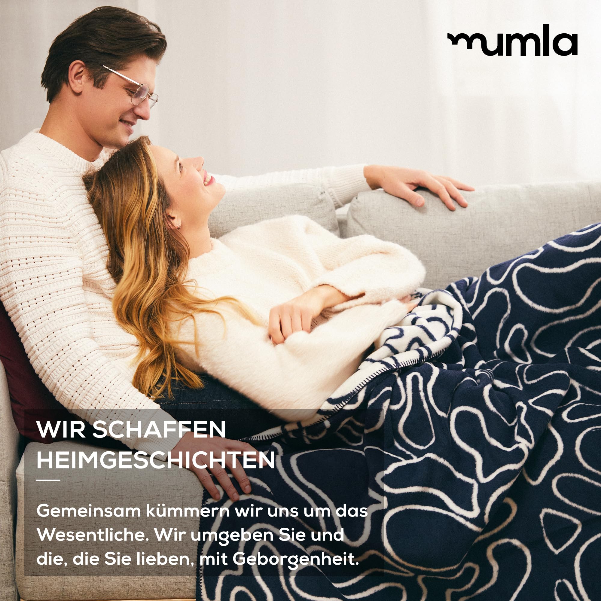 MUMLA - Kuscheldecke 150x200 cm, warm, beidseitig verwendbar, hochwertiger Stoff, orange-lila mit Blumen, Schlafzimmer- und Wohnzimmerdekoration