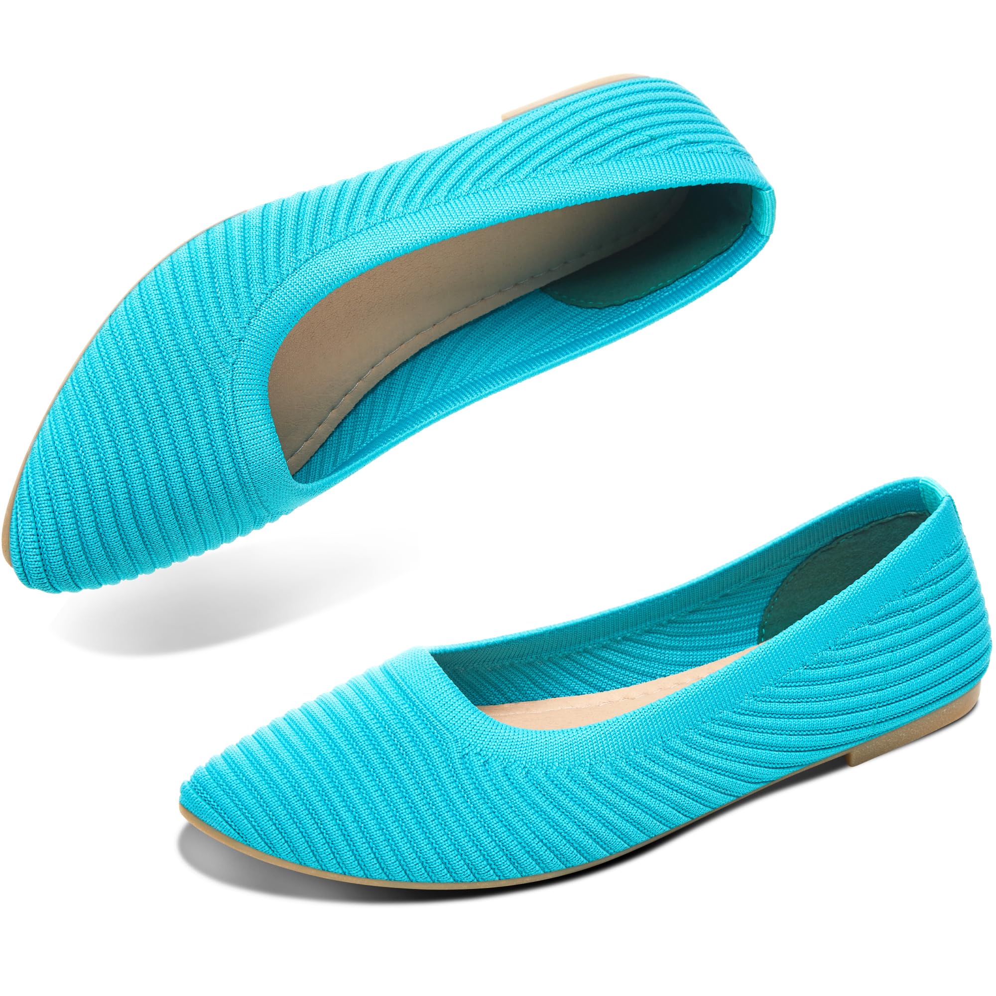 ALTOCIS Womens Knit Ballet Flats Ladies Comfortable Pointed-Toe Dressy Shoes Casual Soft Flat Shoes Ballerina Walking Flats Shoes