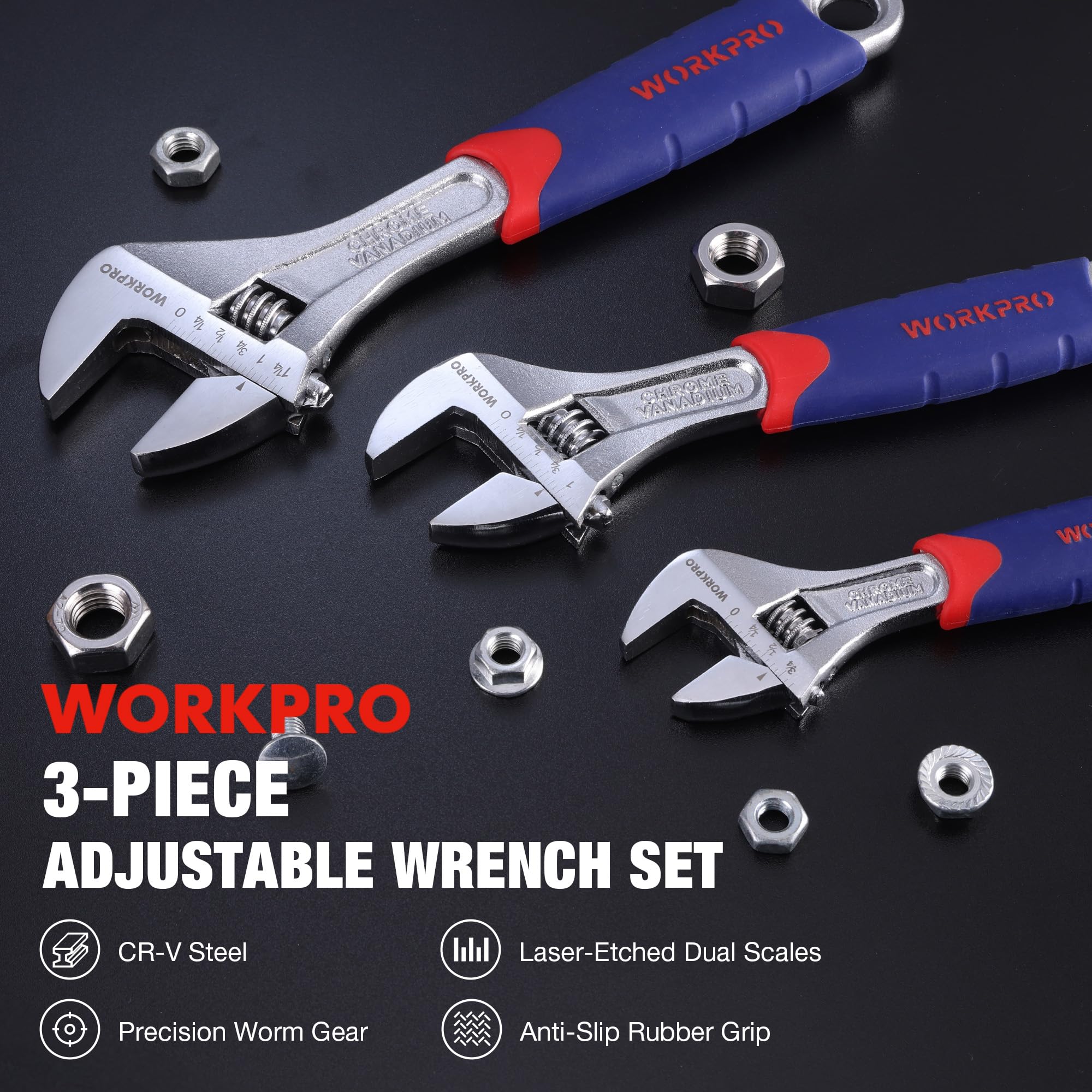 WORKPRO 3-Piece Adjustable Wrench Set -2