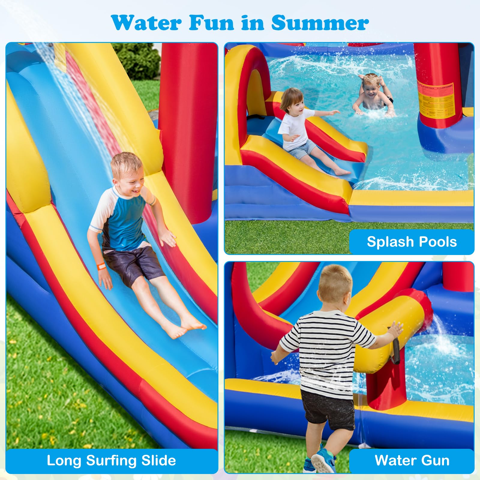 Blow Up Pool JOYMOR 5-in-1 Inflatable Water Slide Park, Water