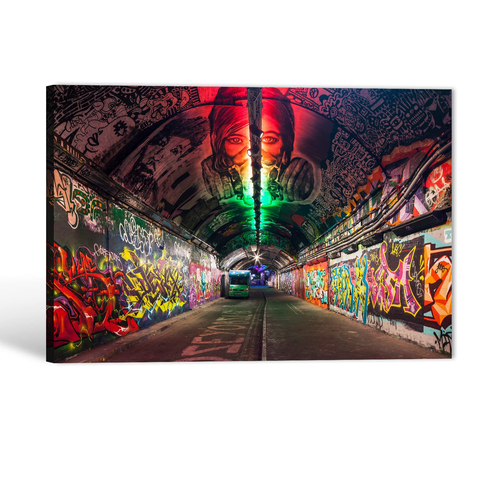 GUTTATY Graffiti Canvas Wall Art, Street Graffiti Canvas Wall Art, Modern Street Graffiti Wall Art, Colorful Graffiti Wall Art, Cool Graffiti Tunnel Art Painting for Living Room Decor 28x40 Inches